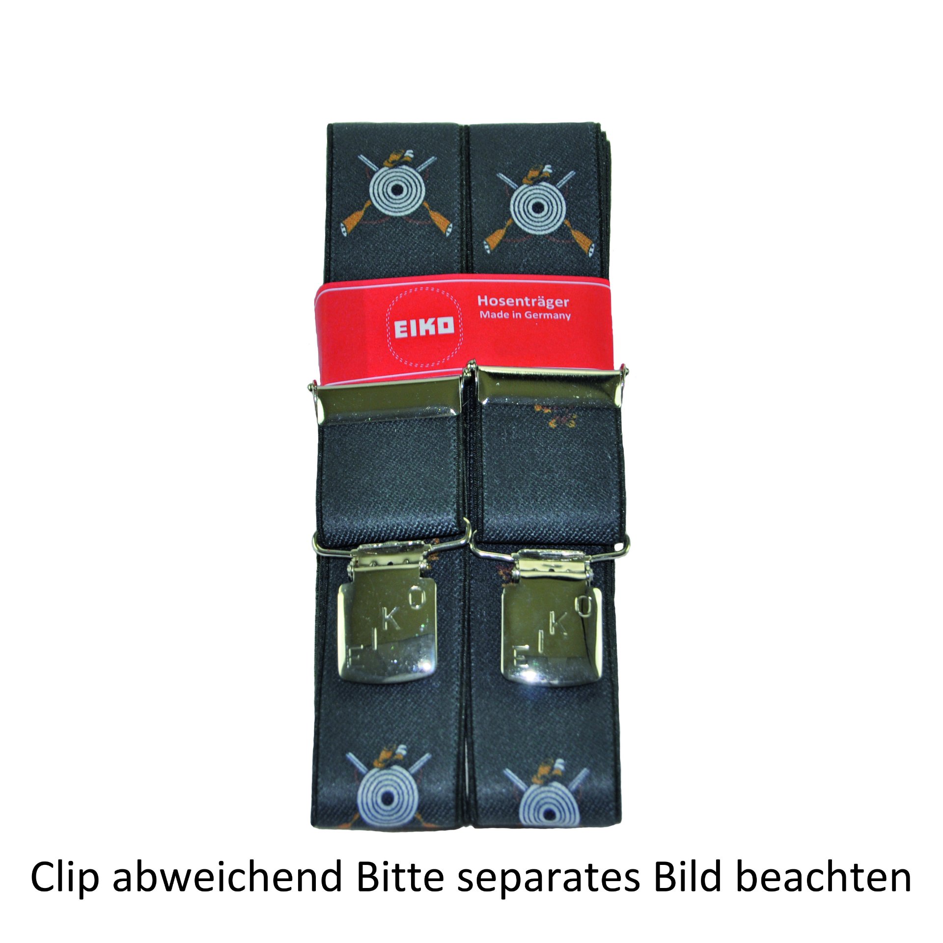 Hosenträger Zacken-Clip Motivdruck, 36mm, Metall-Rückenteil