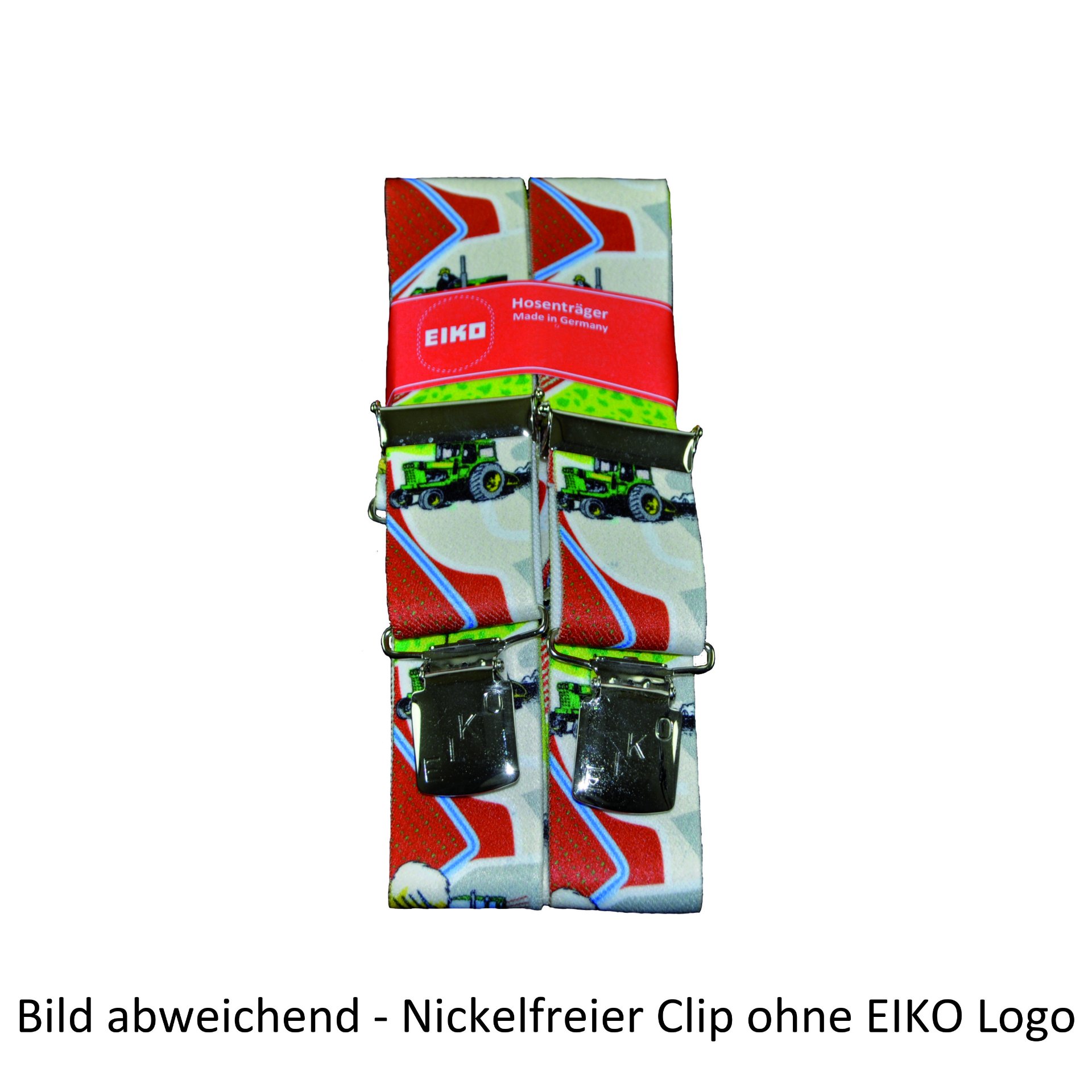 Hosenträger EIKO-Clip nickelfrei, Landmaschinen, 36mm, Leder-Rückenteil flaschengrün (70) 100cm