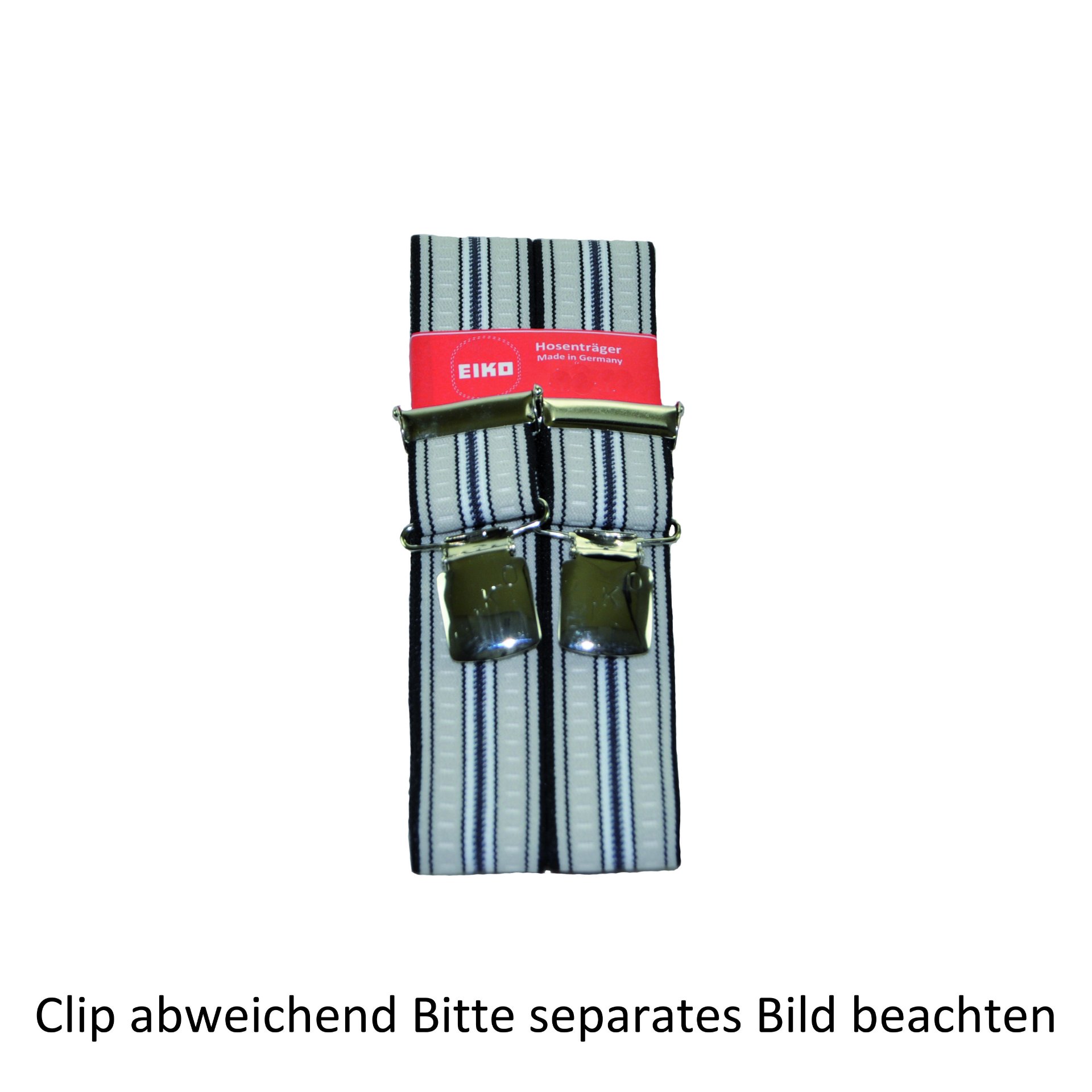 Hosenträger Zacken-Clip helles Streifenmuster, 36mm, Metall-Rückenteil