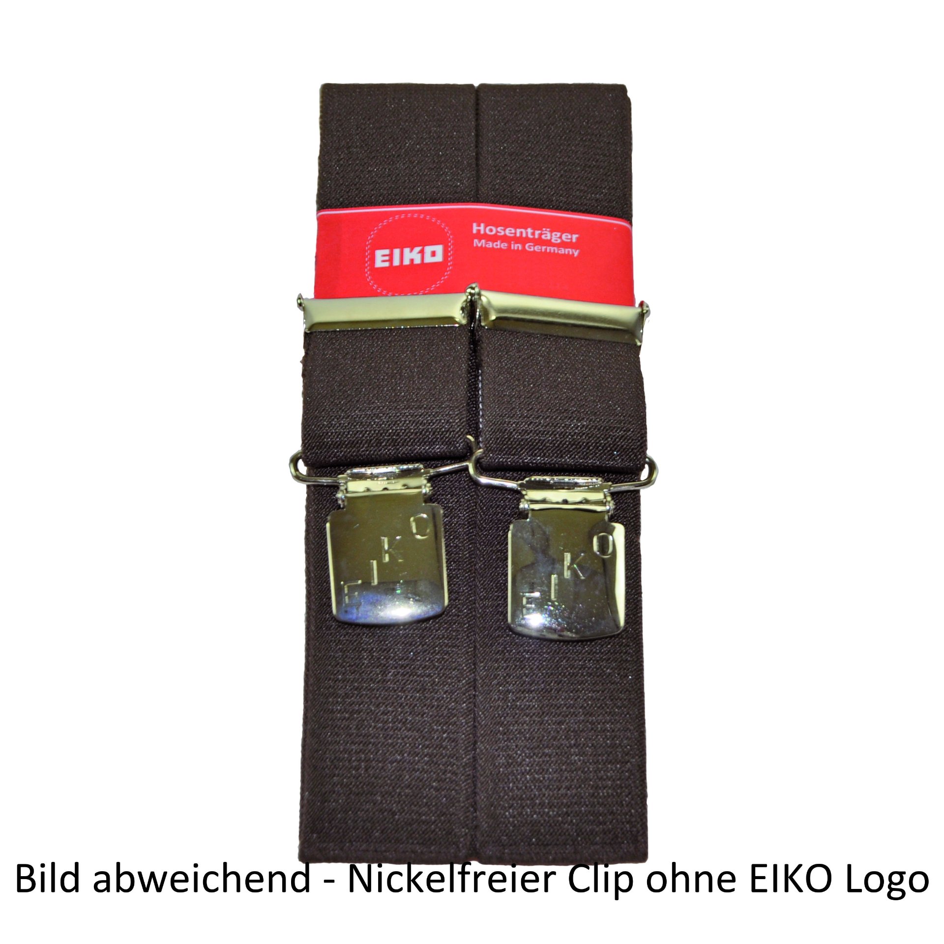 Hosenträger EIKO Clip nickelfrei, uni 36mm, Leder-Rückenteil braun (60) 120cm