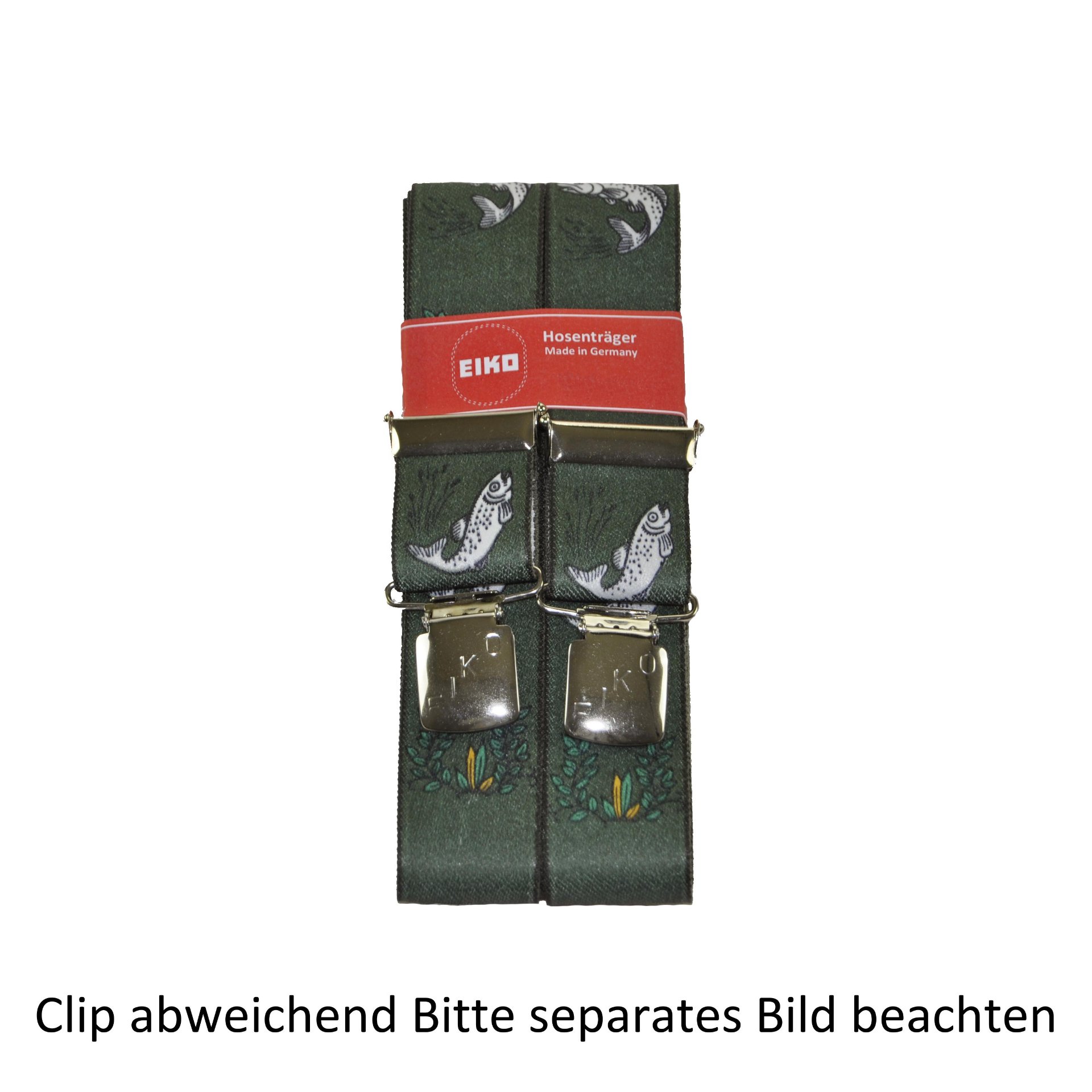 Hosenträger Zacken-Clip Motivdruck, 36mm, Metall-Rückenteil Angler (301) 110cm
