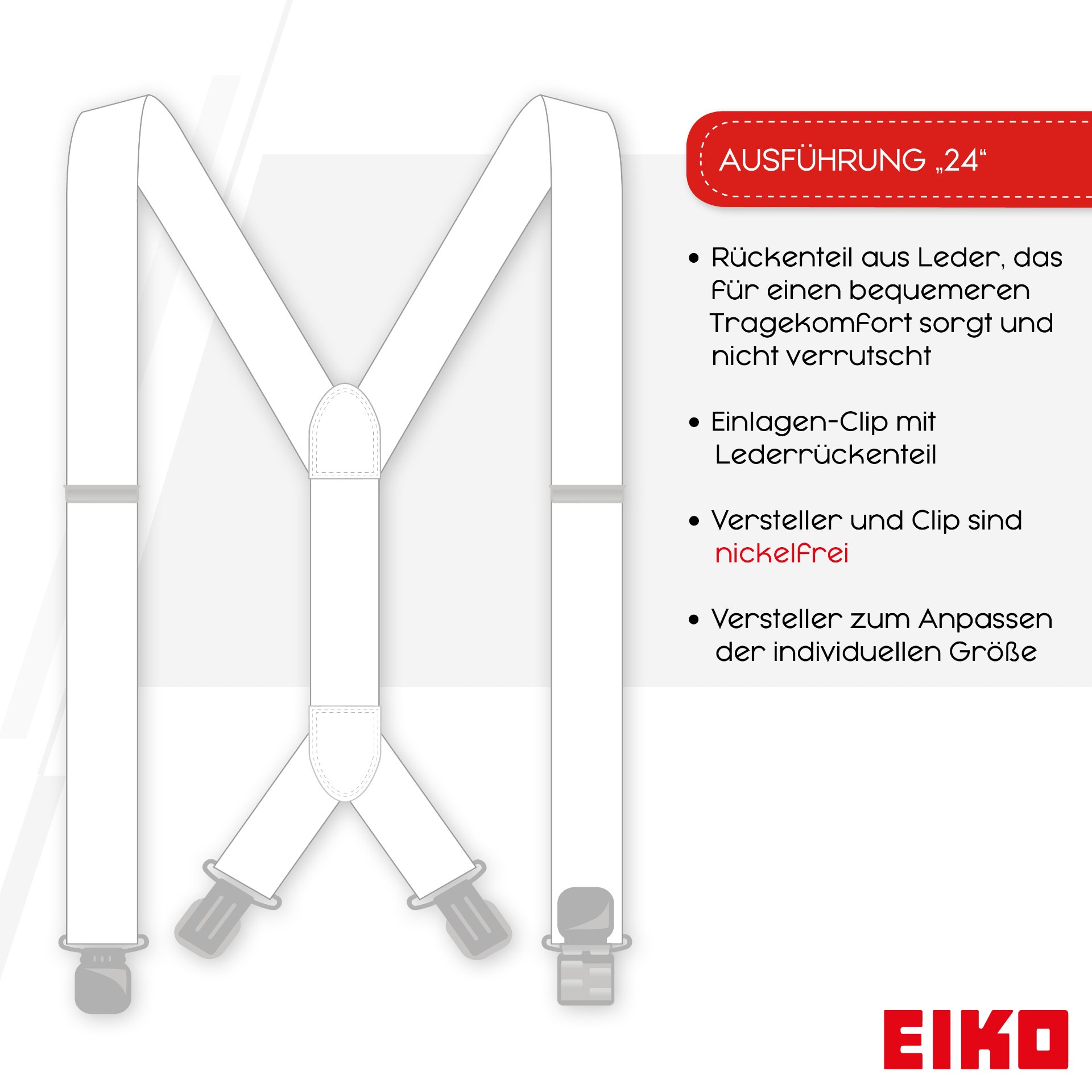 EIKO-Clip, nickelfrei, Zunftwerkzeuge, 36 mm, Leder-Rückenteil, beige / Zimmermann (3200), 130