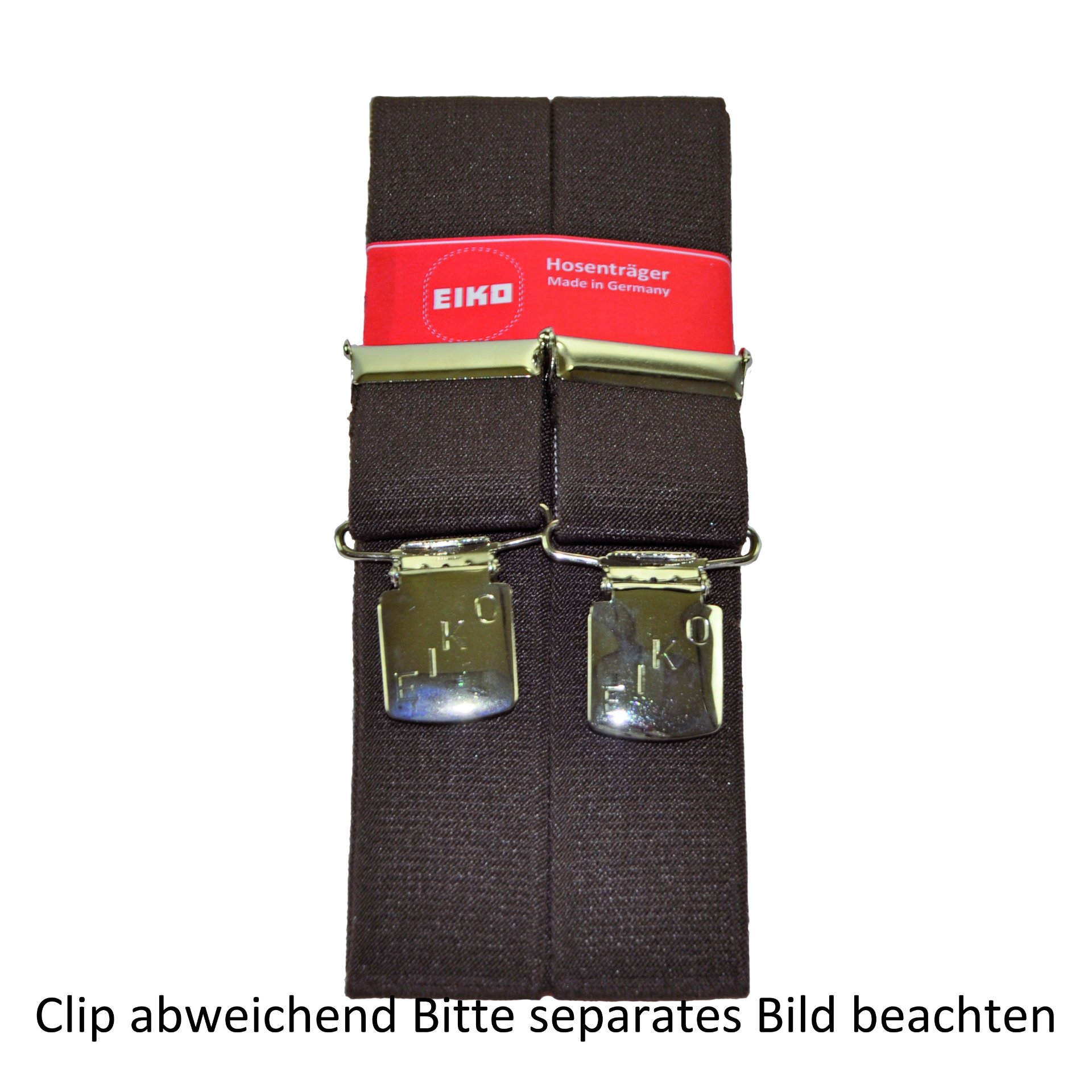 Hosenträger Zacken-Clip uni, 36mm, Metall-Rücken braun (60) 100cm