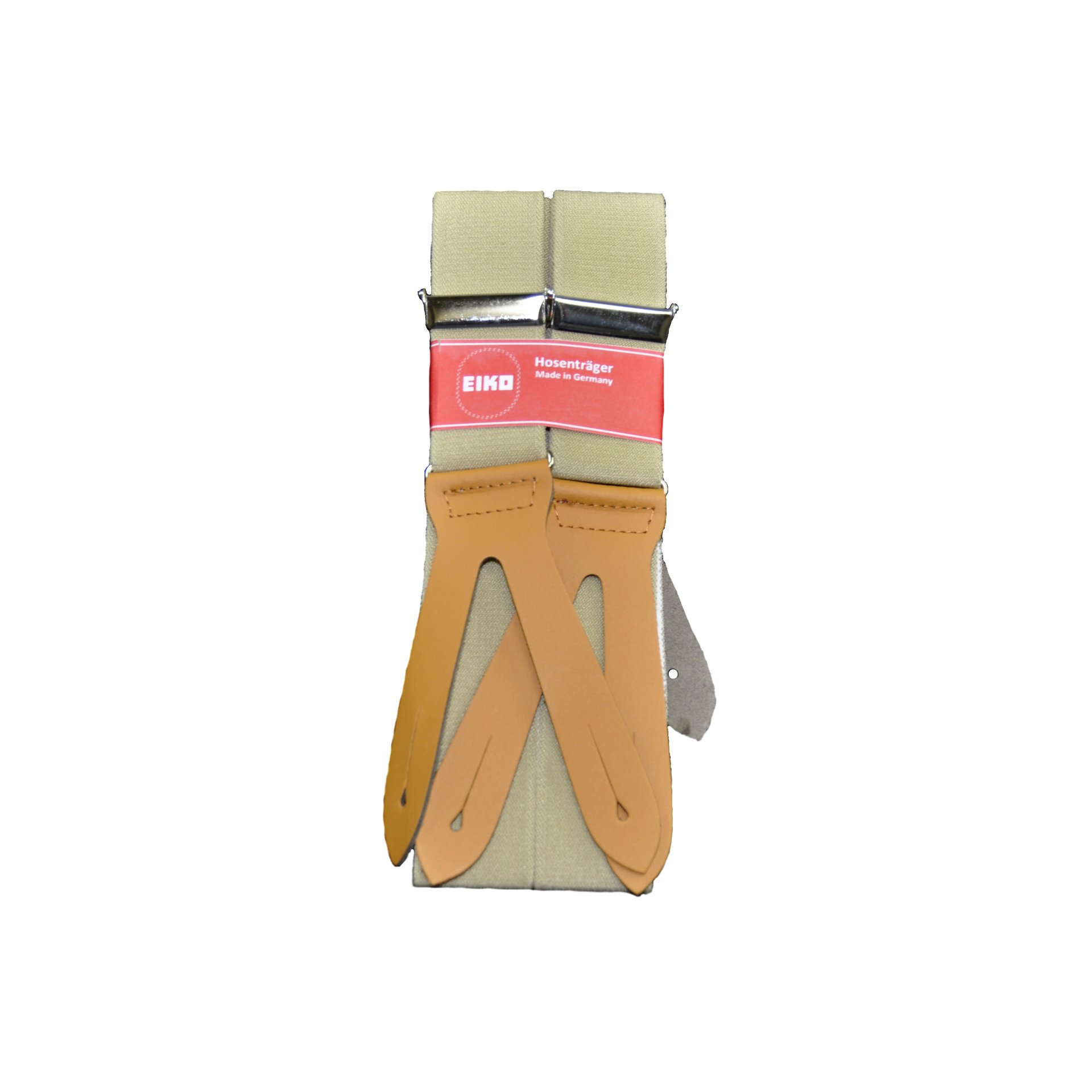 Hosenträger Lederpatten V-Form, uni, 36mm beige (30) 110cm
