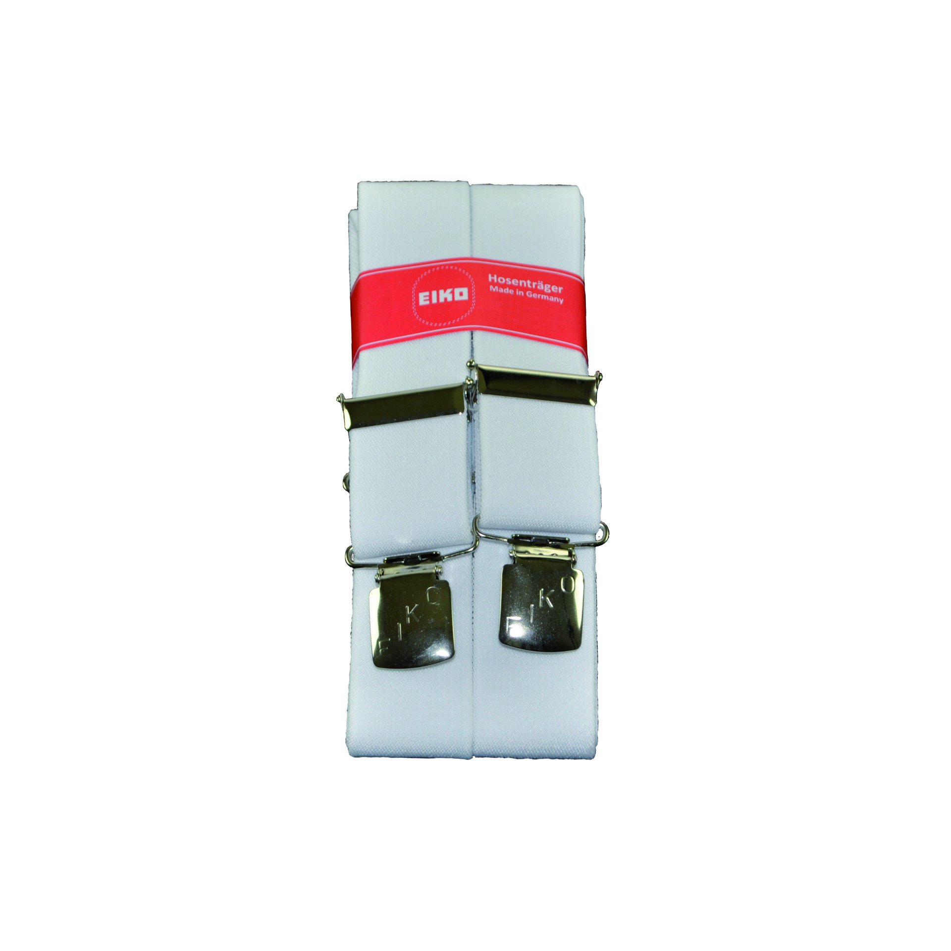 Hosenträger EIKO Clip uni 36mm, Leder-Rückenteil weiß (10) 150cm