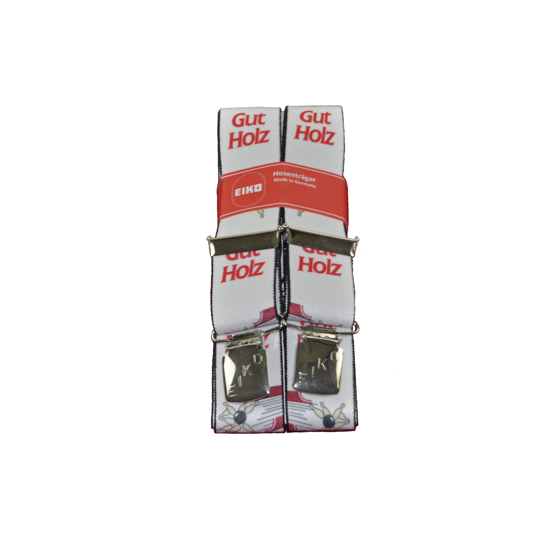 Hosenträger EIKO Clip Motivdruck, 36mm, Leder-Rückenteil Gut Holz (304) 150cm