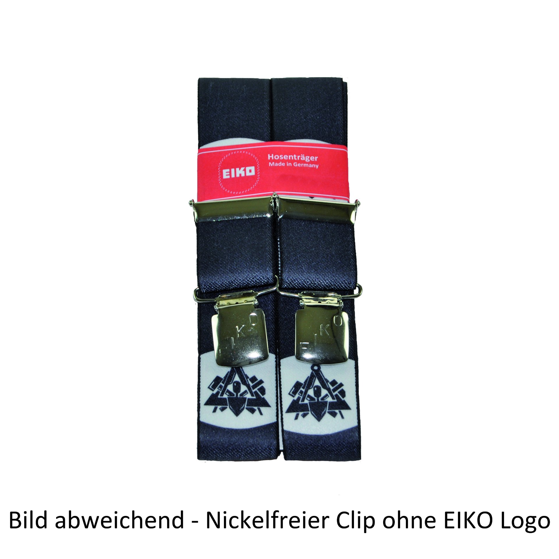 Hosenträger EIKO Clip nickelfrei, Zunftmotiv, 36mm, Leder-Rückenteil Maurer (202) 140cm