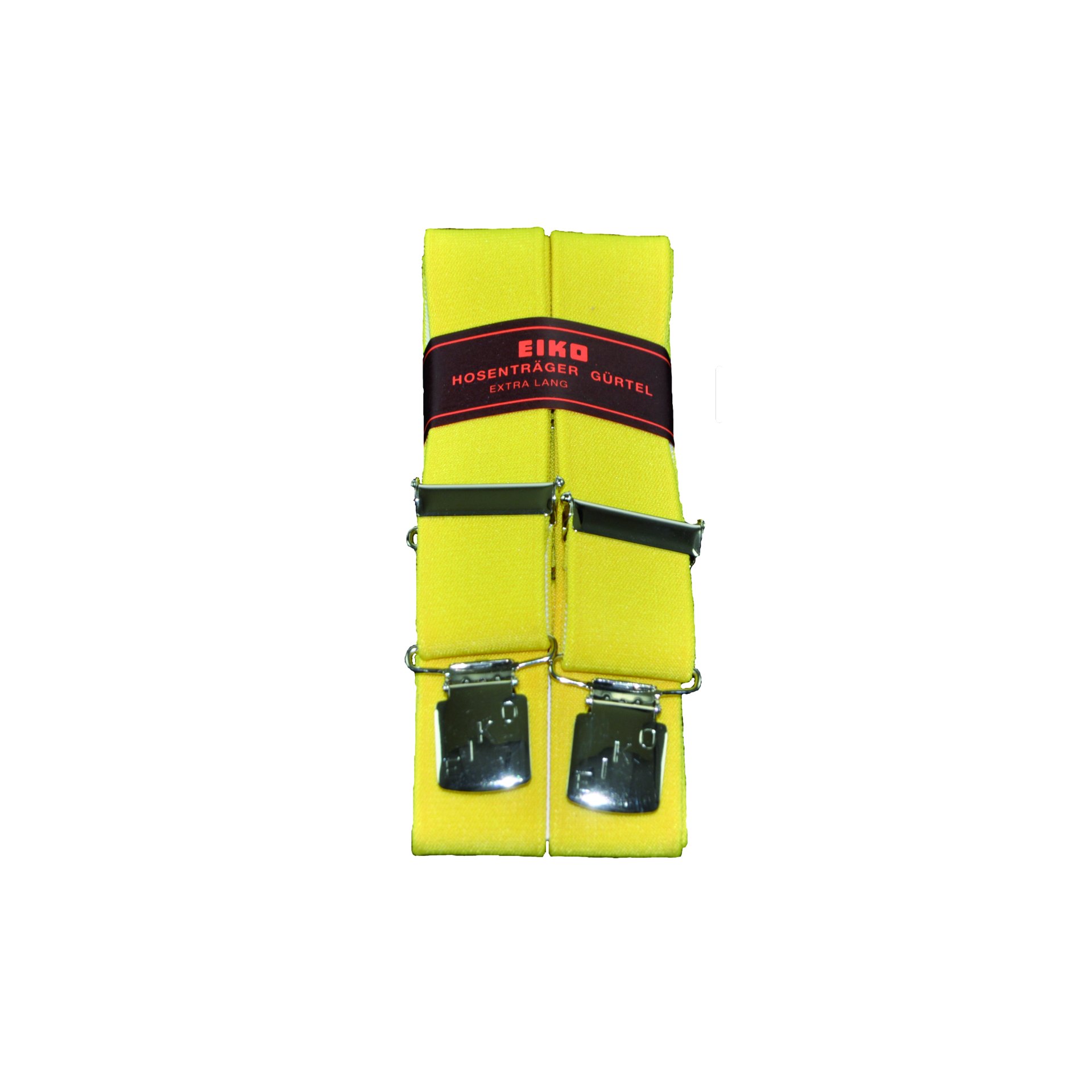 Hosenträger EIKO Clip uni 36mm, Leder-Rückenteil gelb (90) 150cm