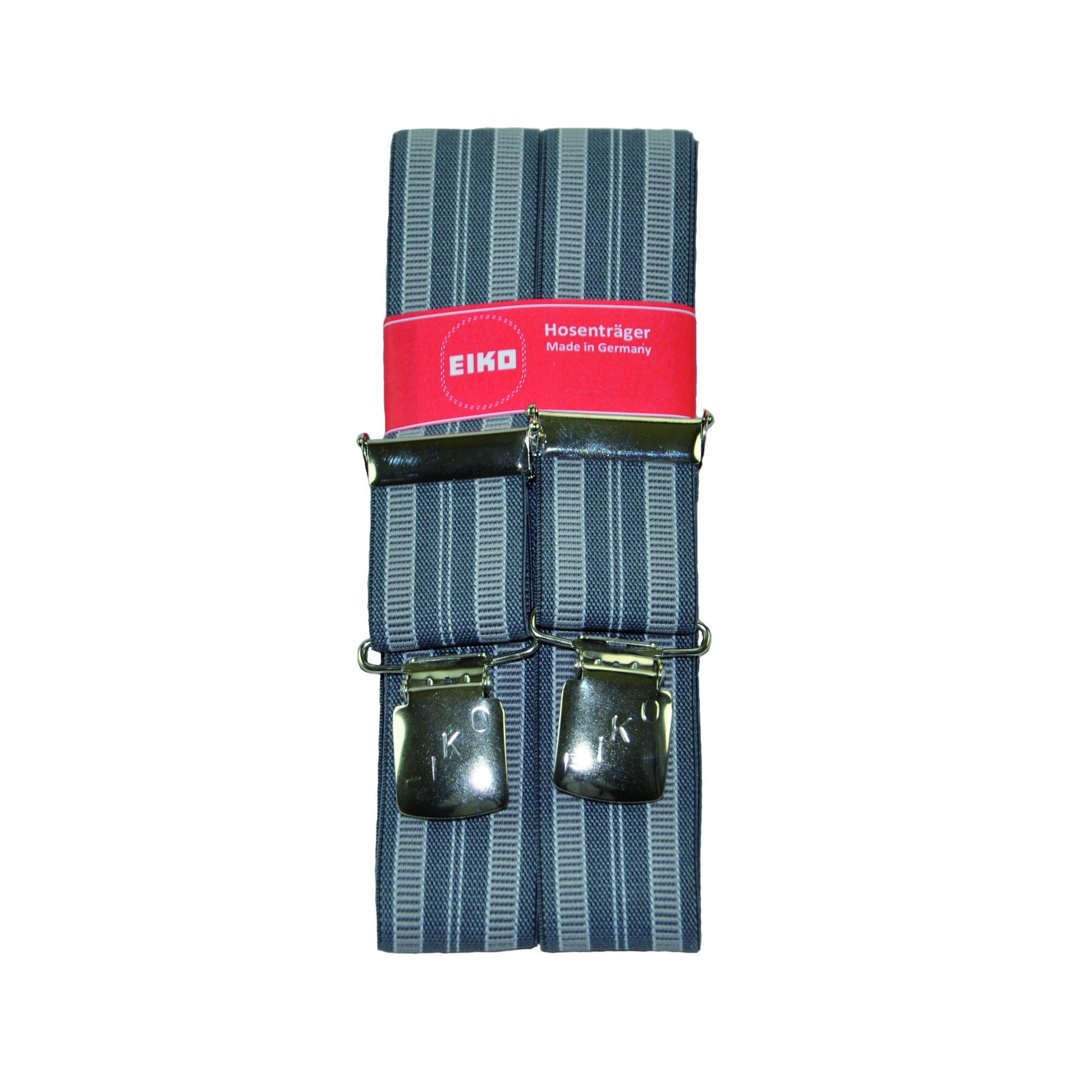 Hosenträger EIKO Clip dunkles Streifenmuster,36mm, Metall-Rückenteil grau (20) 100cm
