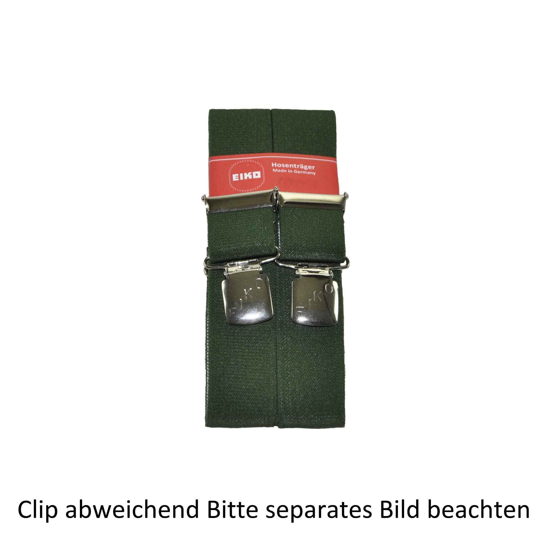 Hosenträger Zacken-Clip uni, 36mm, Metall-Rücken flaschengrün (70) 100cm