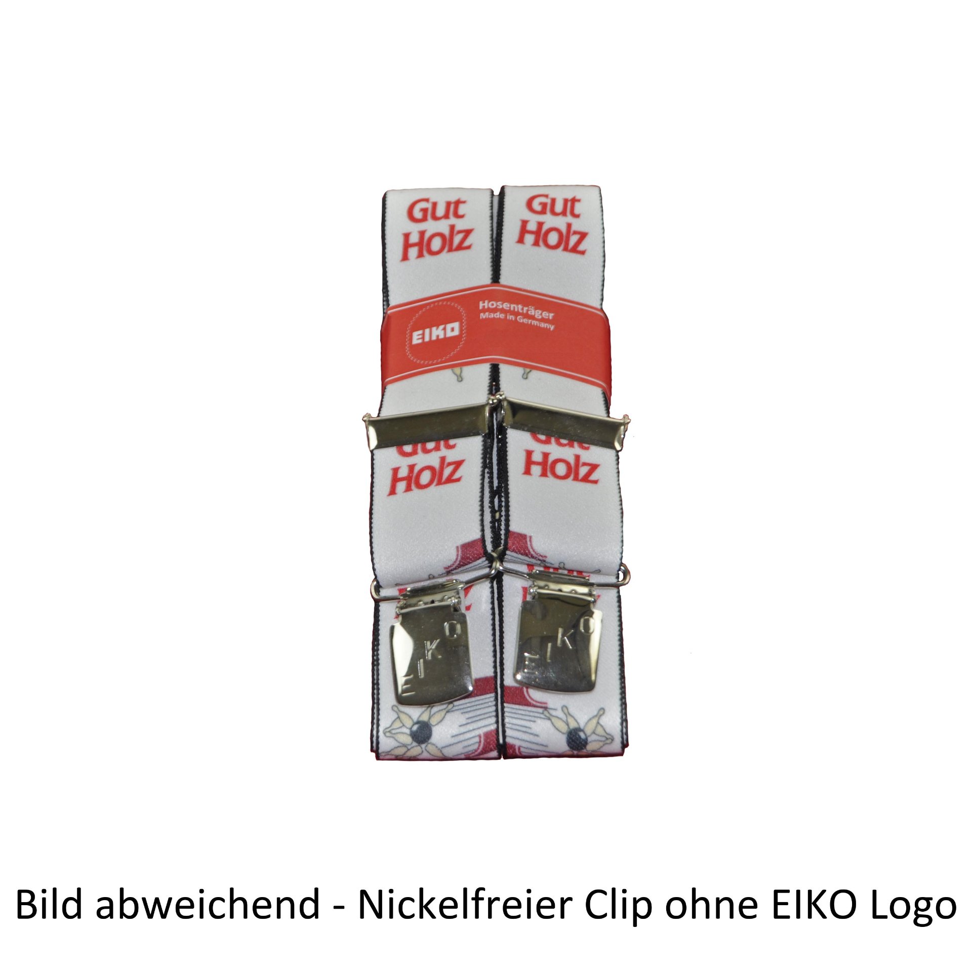 Hosenträger EIKO Clip nickelfrei, Motivdruck, 36mm, Leder-Rückenteil Gut Holz (304) 120cm
