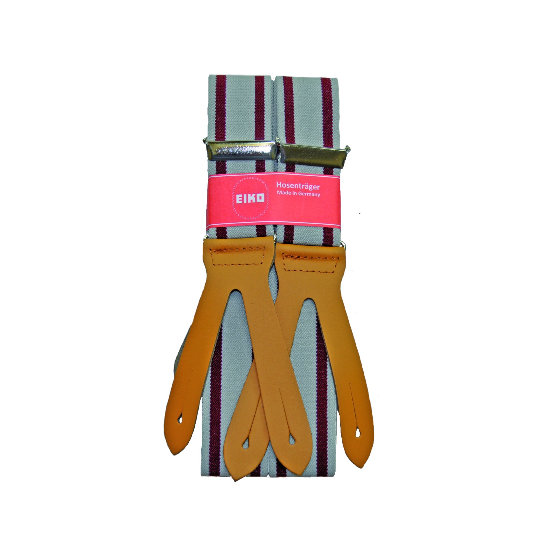 Hosenträger Lederpatten Lederrücken, Herkules-Streifen, 36mm rot (80) 130cm