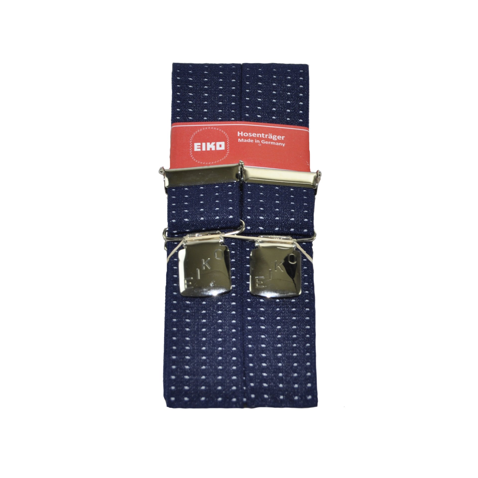 Hosenträger EIKO Clip dunkles Muster 36mm, Leder-Rückenteil kornblau (50) 160cm
