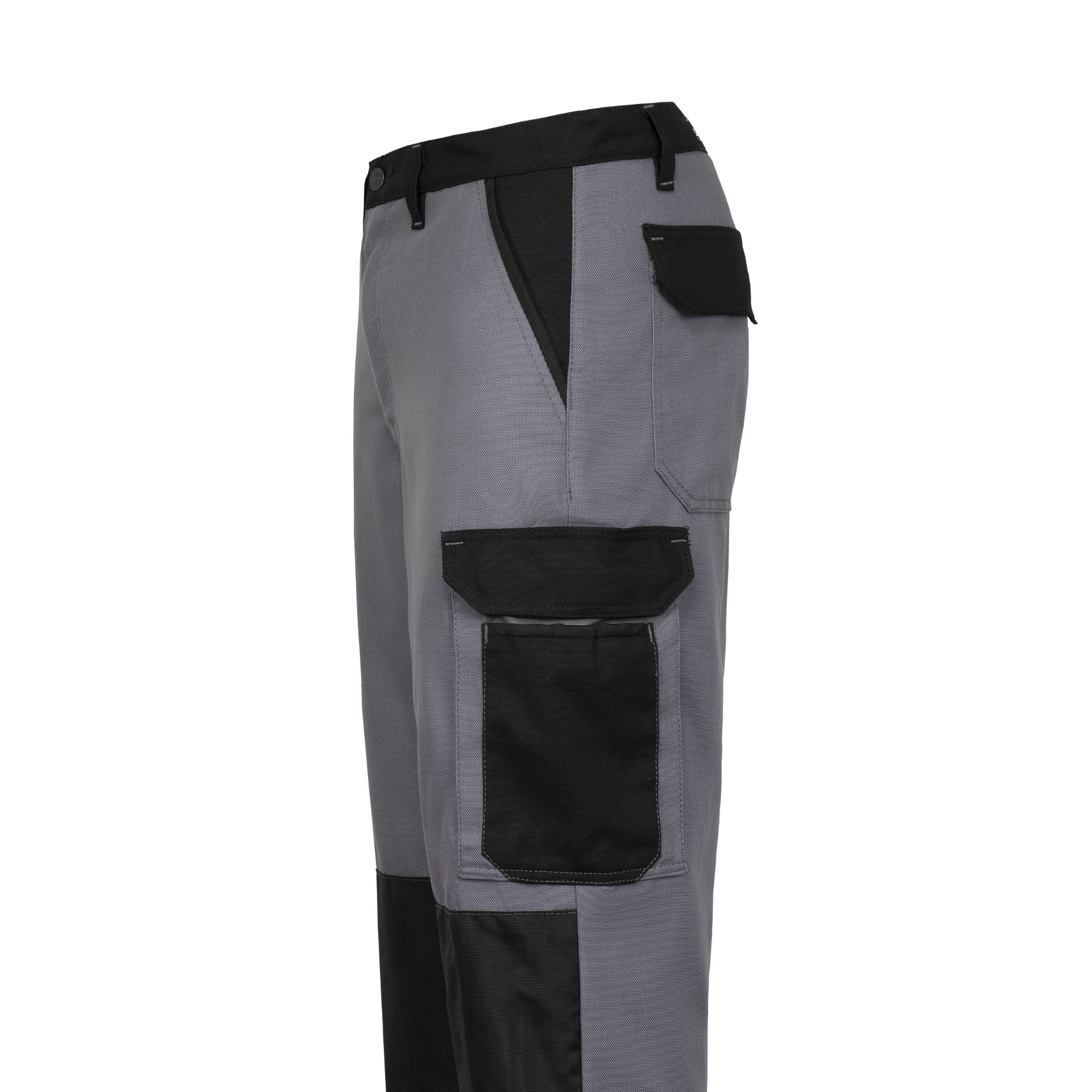 Bundhose, Cordura-Knie - Bundhose - Serie CANVAS POWERLINE - Canvas -   Grau / Schwarz abgesetzt - Größe: 56