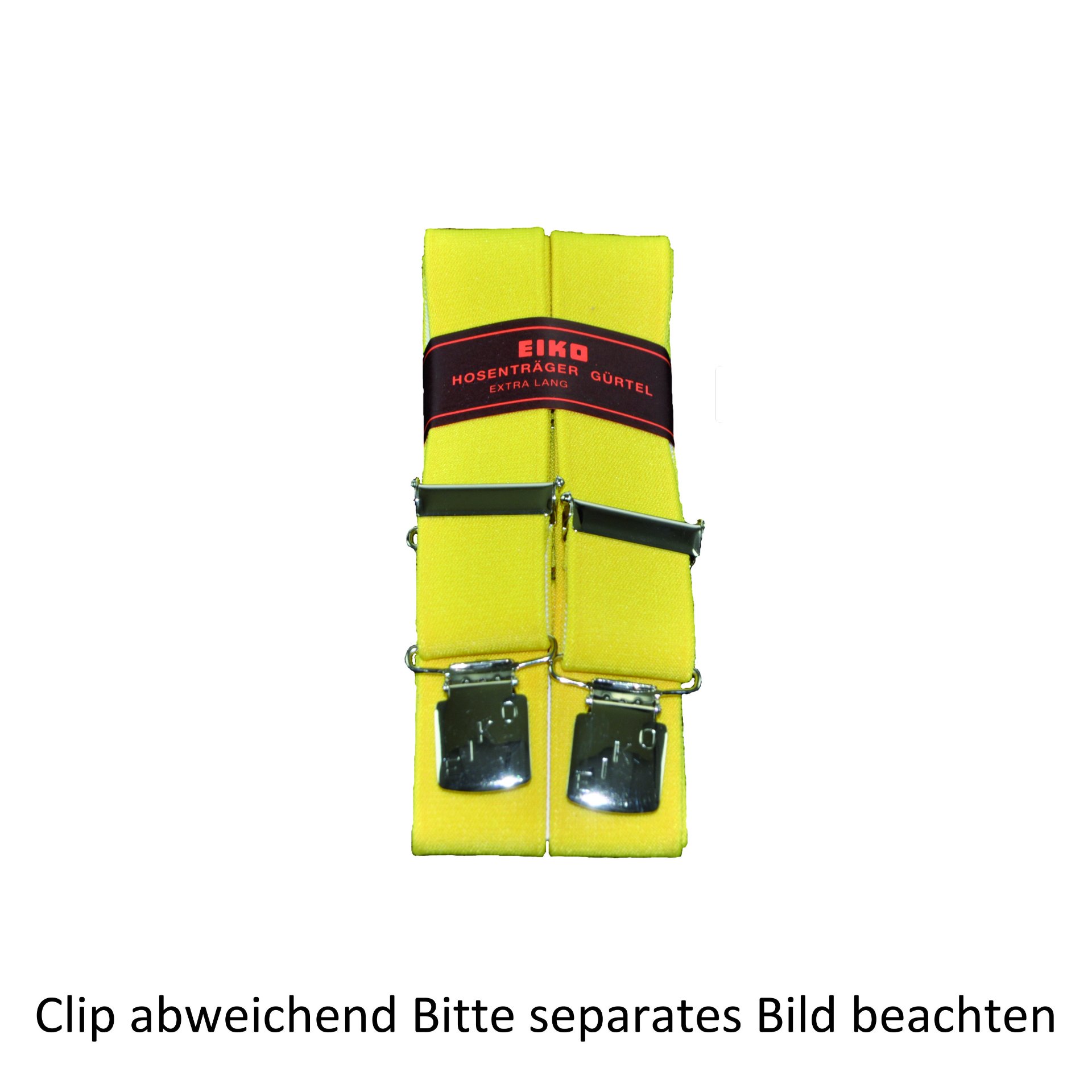 Hosenträger Zacken-Clip uni, 36mm, Metall-Rücken gelb (90) 100cm