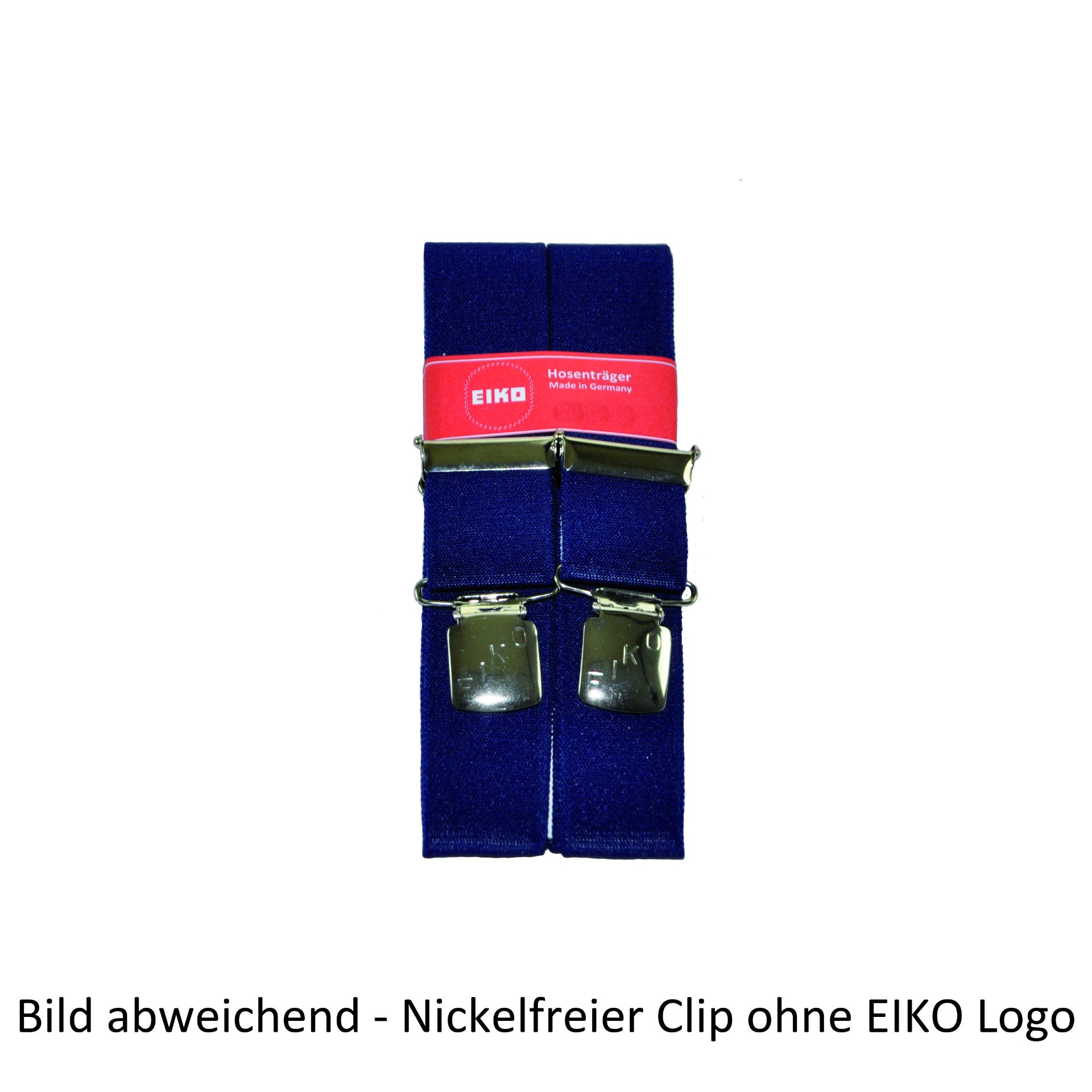 Hosenträger EIKO Clip nickelfrei, uni 36mm, Leder-Rückenteil marine (51) 120cm