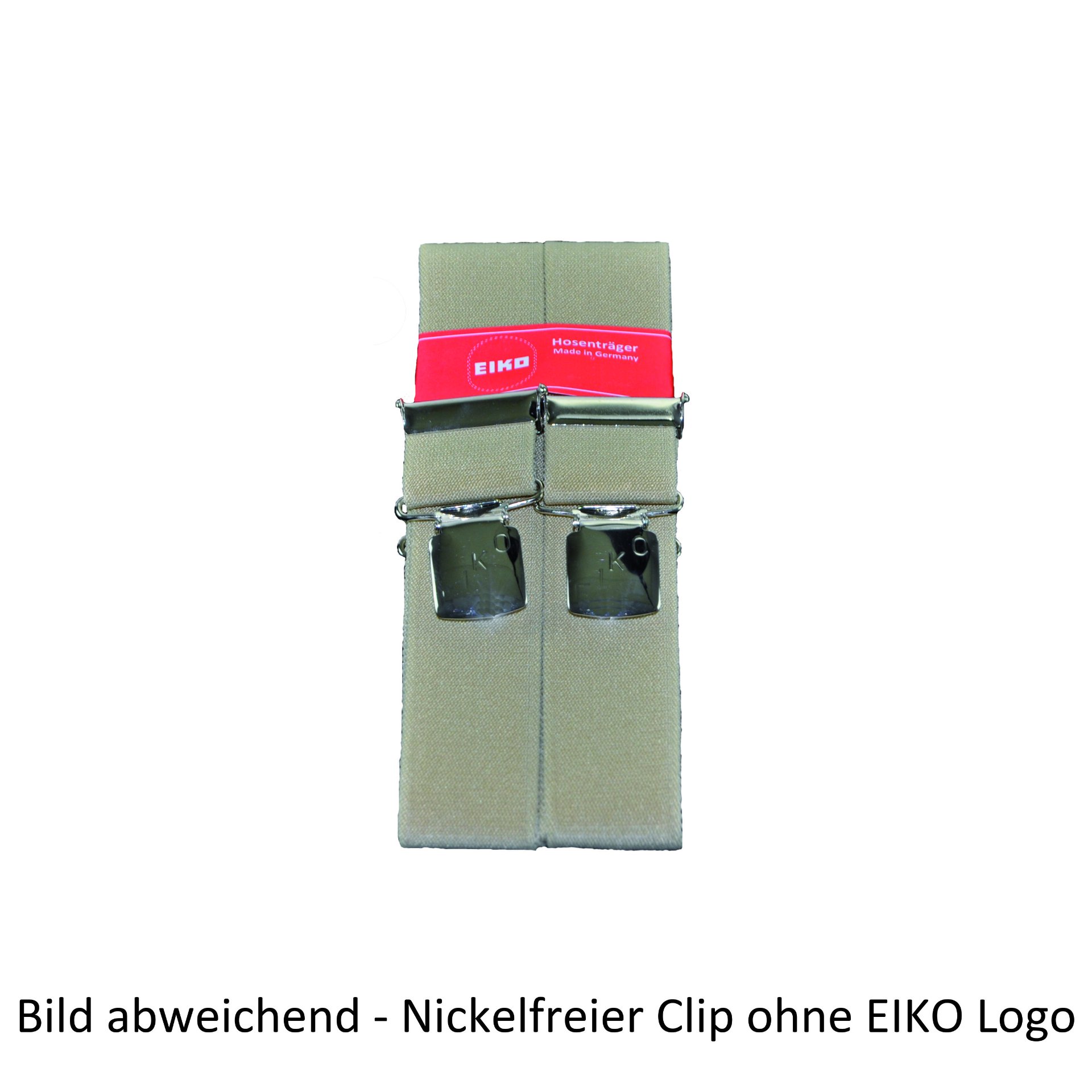 Hosenträger EIKO Clip nickelfrei, uni 36mm, Leder-Rückenteil beige (30) 120cm