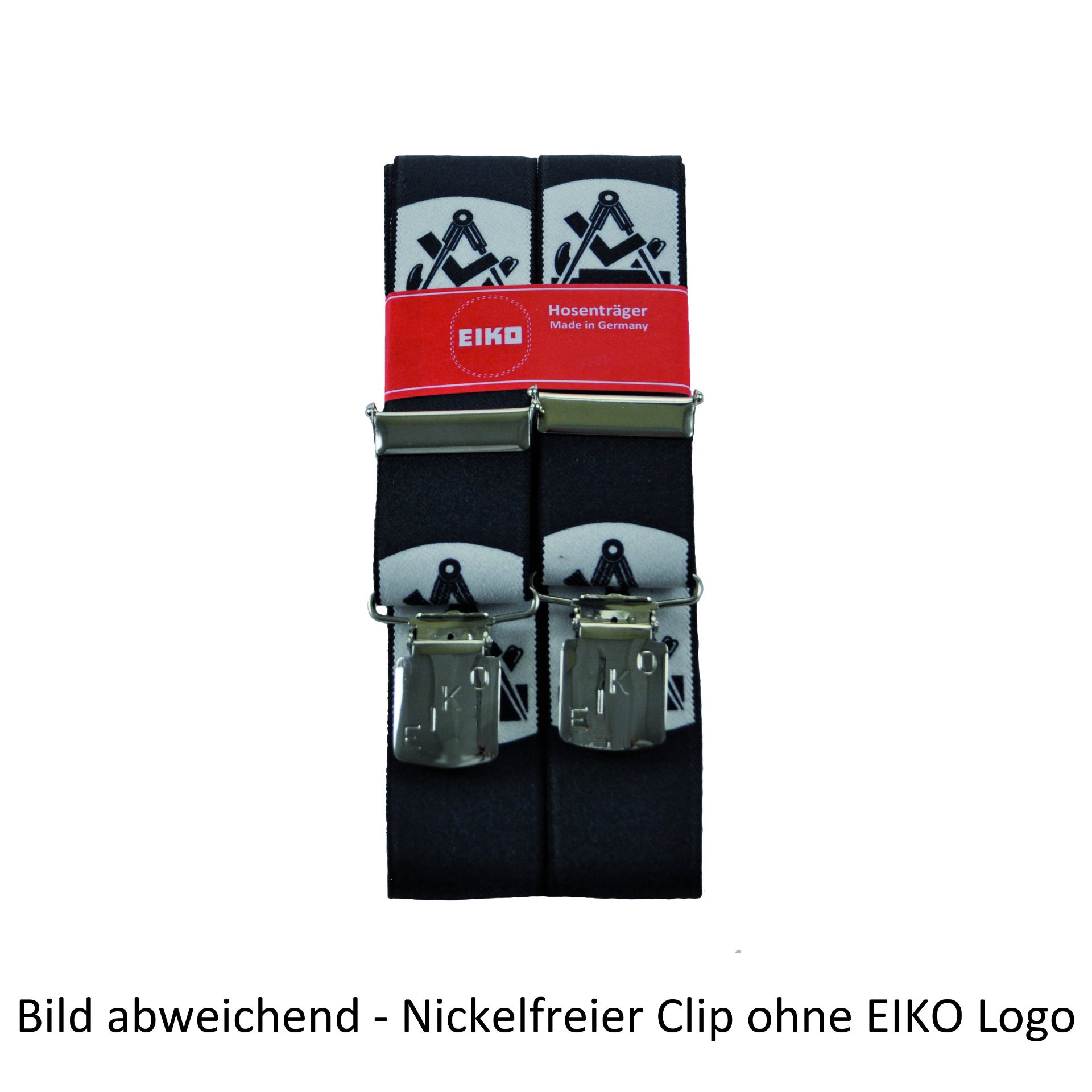 Hosenträger EIKO Clip nickelfrei, Zunftmotiv, 36mm, Leder-Rückenteil Tischler (203) 140cm