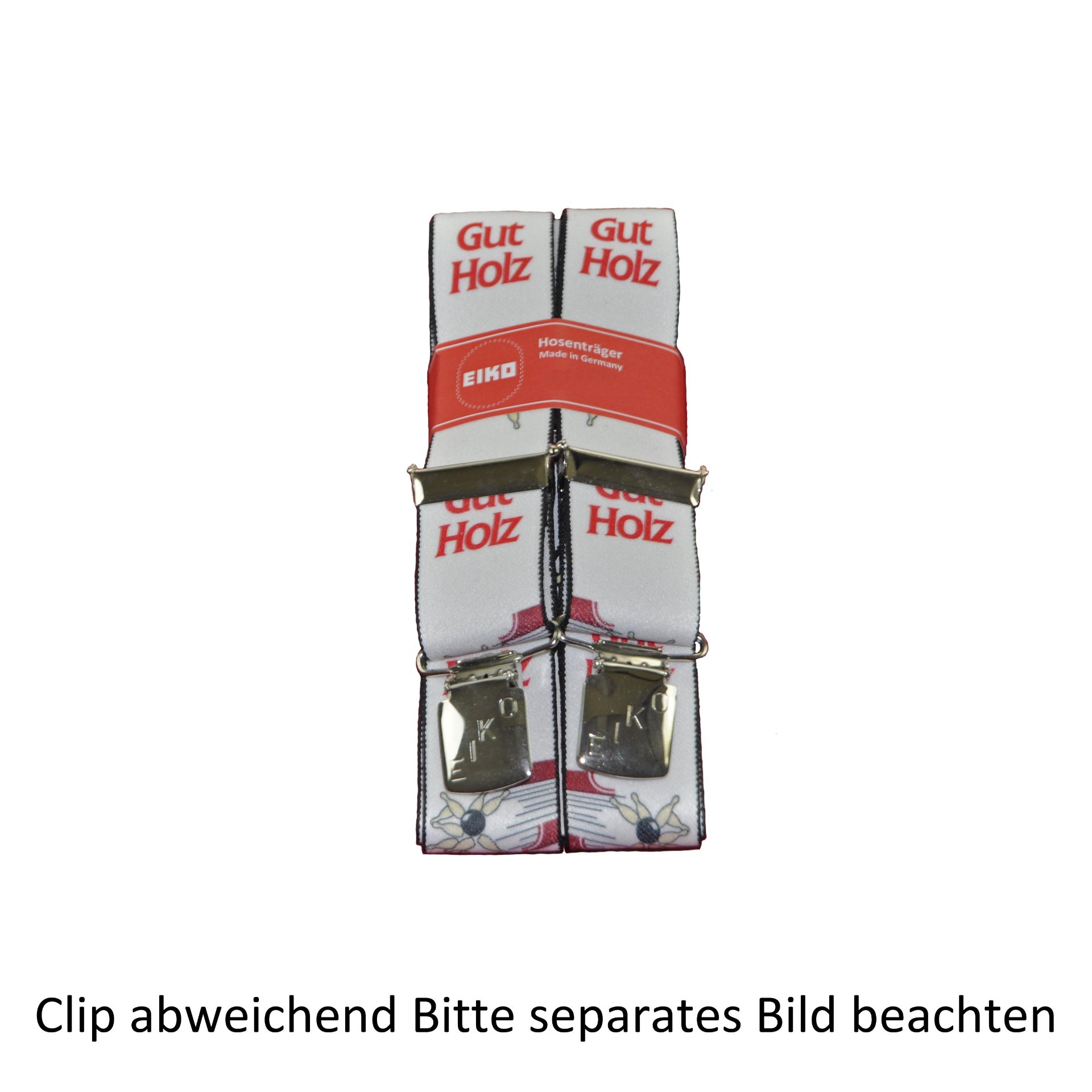 Hosenträger Zacken-Clip Motivdruck, 36mm, Metall-Rückenteil Gut Holz (304) 110cm