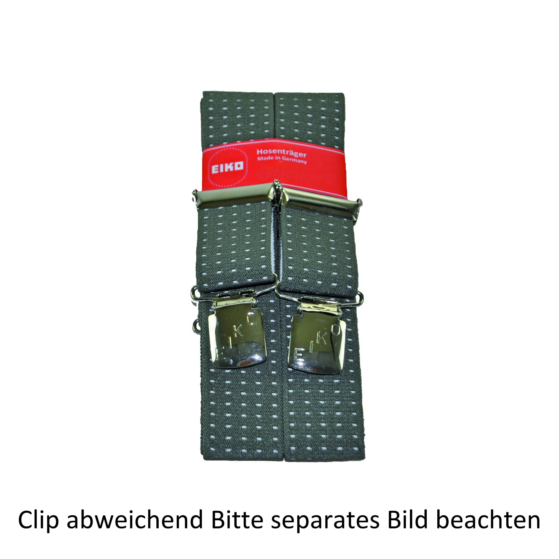 Hosenträger Zacken-Clip dunkles Muster, 36mm, Metall-Rückenteil grau (20) 160cm