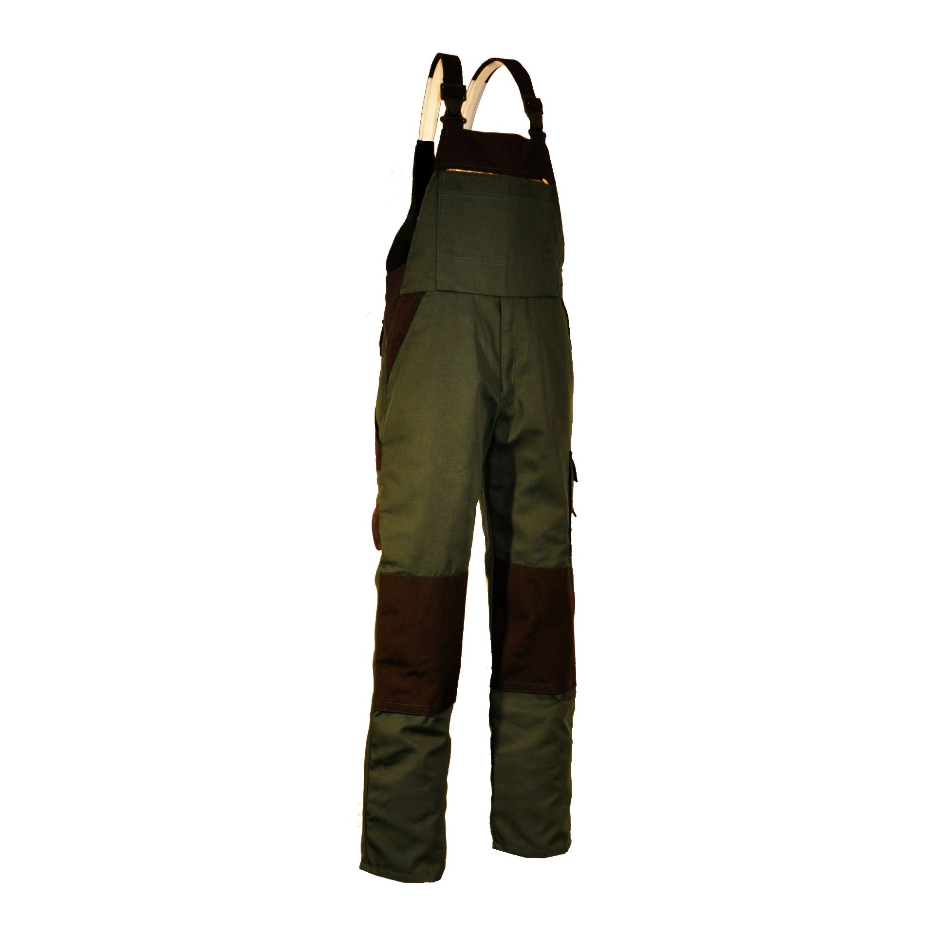 Latzhose, Cordura-Knie - Latzhose - Serie CANVAS POWERLINE - Canvas -   Grün / Schwarz abgesetzt - Größe: 48