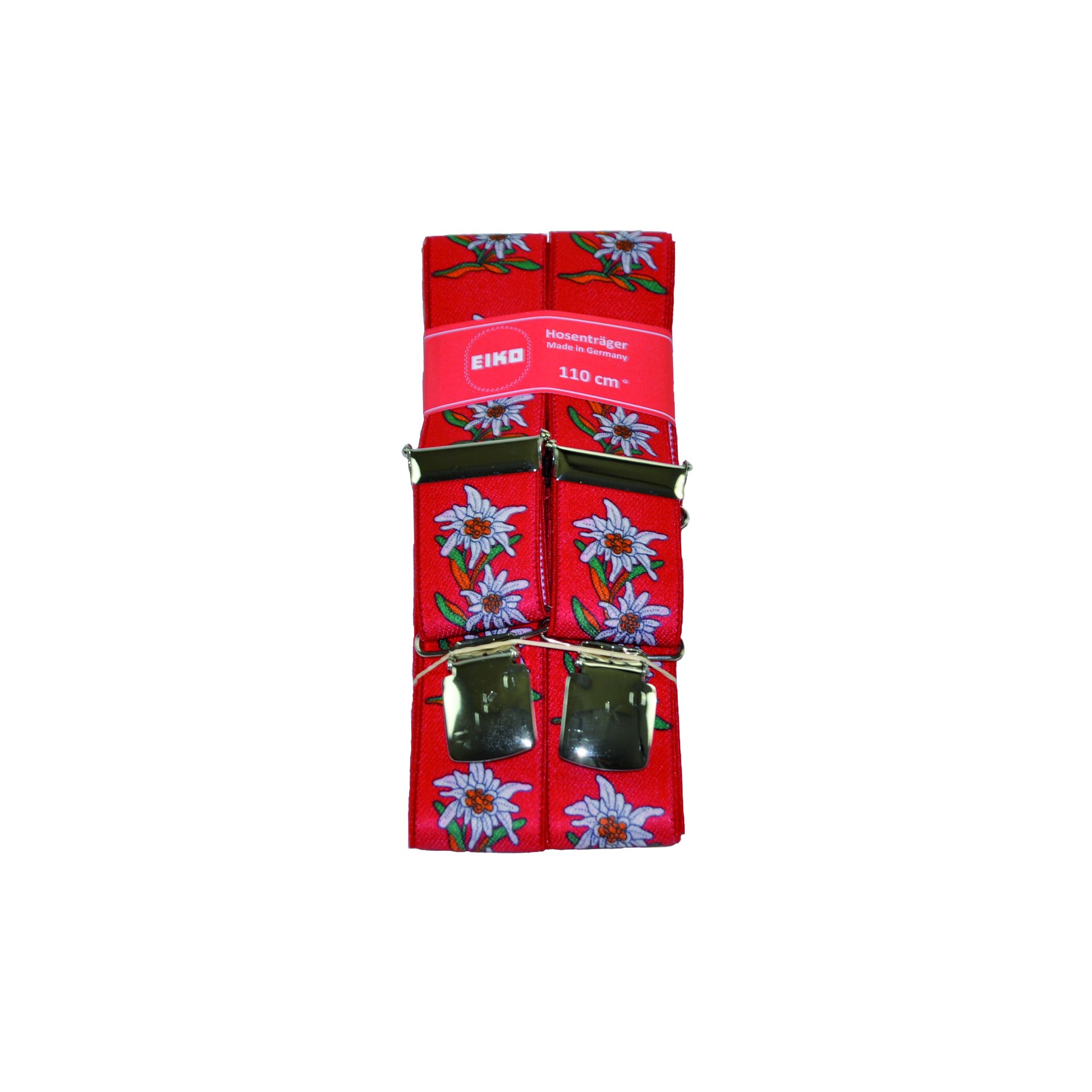 Hosenträger EIKO Clip Edelweiss 36 mm, Leder-Rückenteil rot (80) 100cm