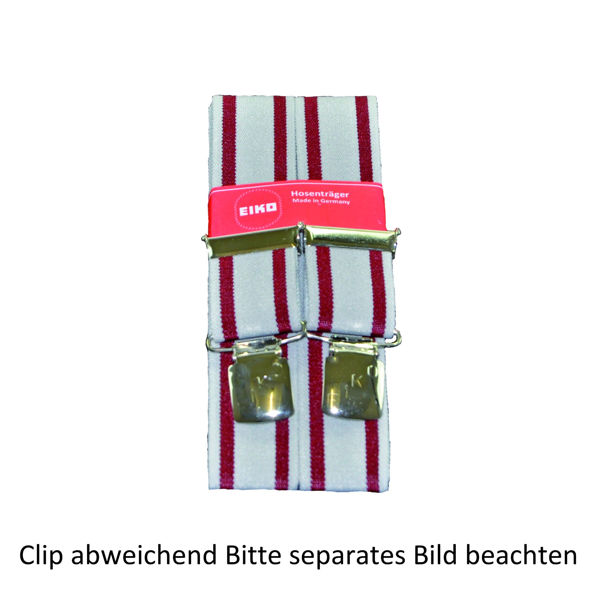 Hosenträger Zacken-Clip Herkules-Streifen, 36mm, Metall-Rückenteil rot (80) 160cm