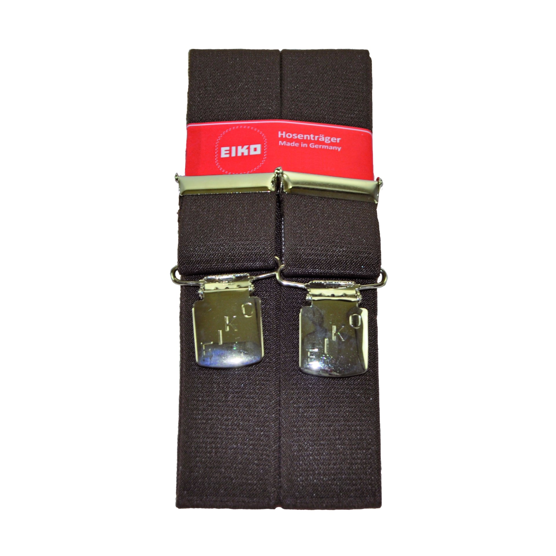 Hosenträger EIKO Clip uni 36mm, Leder-Rückenteil braun (60) 150cm
