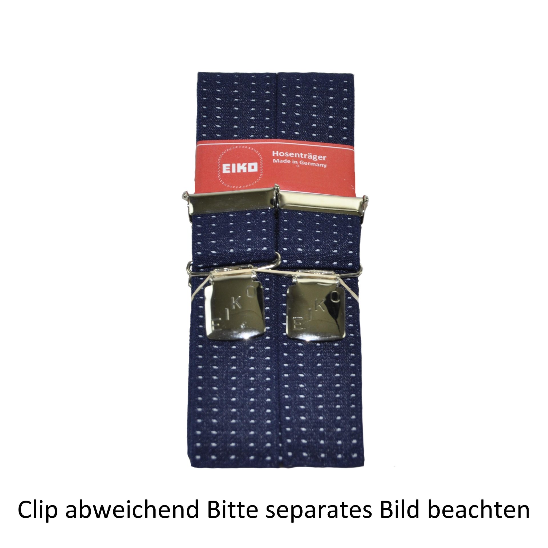 Hosenträger Zacken-Clip dunkles Muster, 36mm, Metall-Rückenteil kornblau (50) 160cm