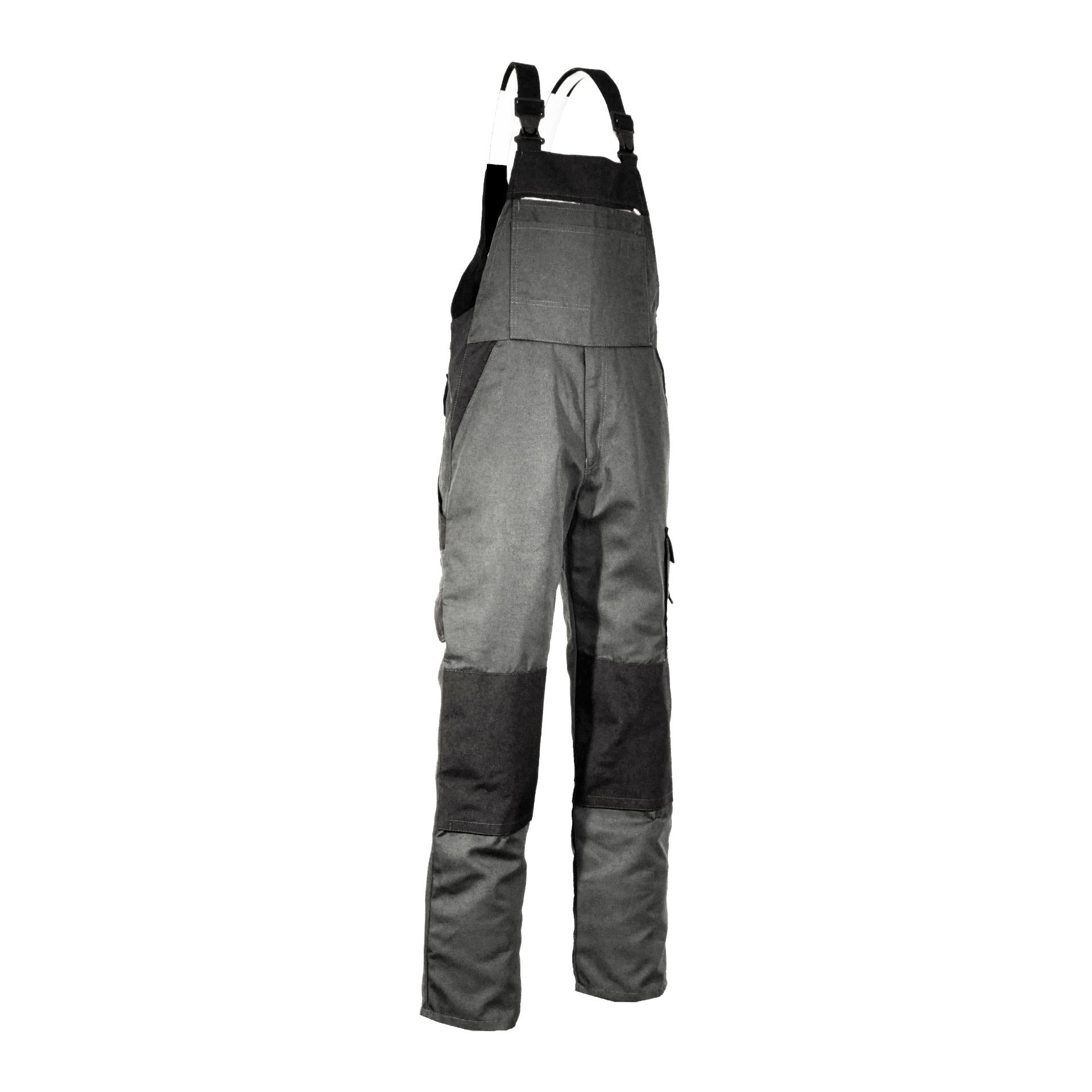 Latzhose, Cordura-Knie - Latzhose - Serie CANVAS POWERLINE - Canvas -   Grau / Schwarz abgesetzt - Größe: 48