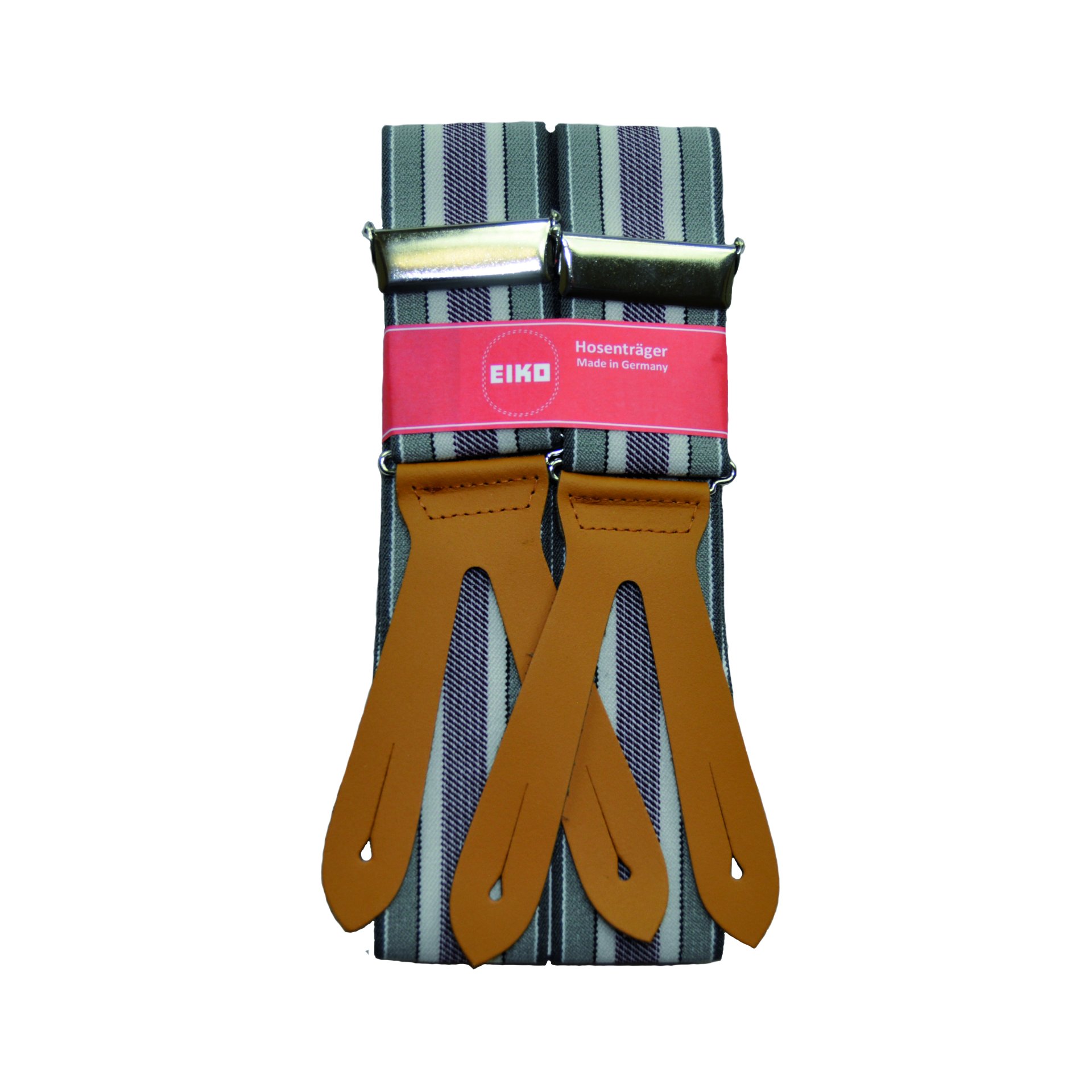 Hosenträger Lederpatten Lederrücken, Streifenmuster, 45mm rot (80) 140cm