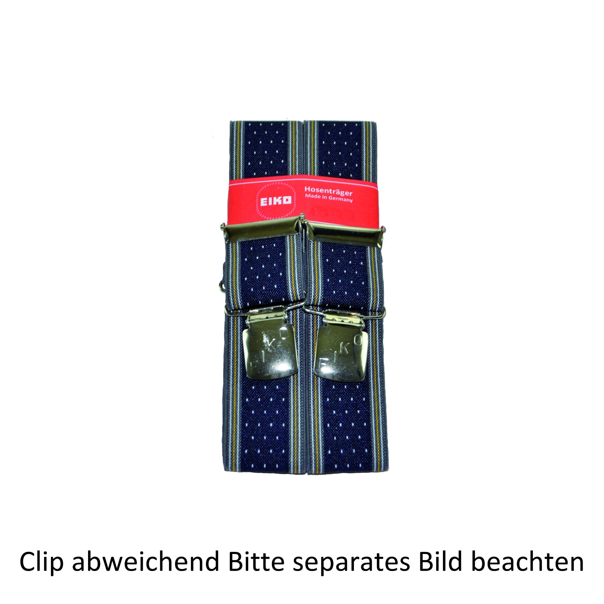 Hosenträger Zacken-Clip dunkles Streifenmuster ,36mm, Metall-Rückenteil marine (51) 110cm
