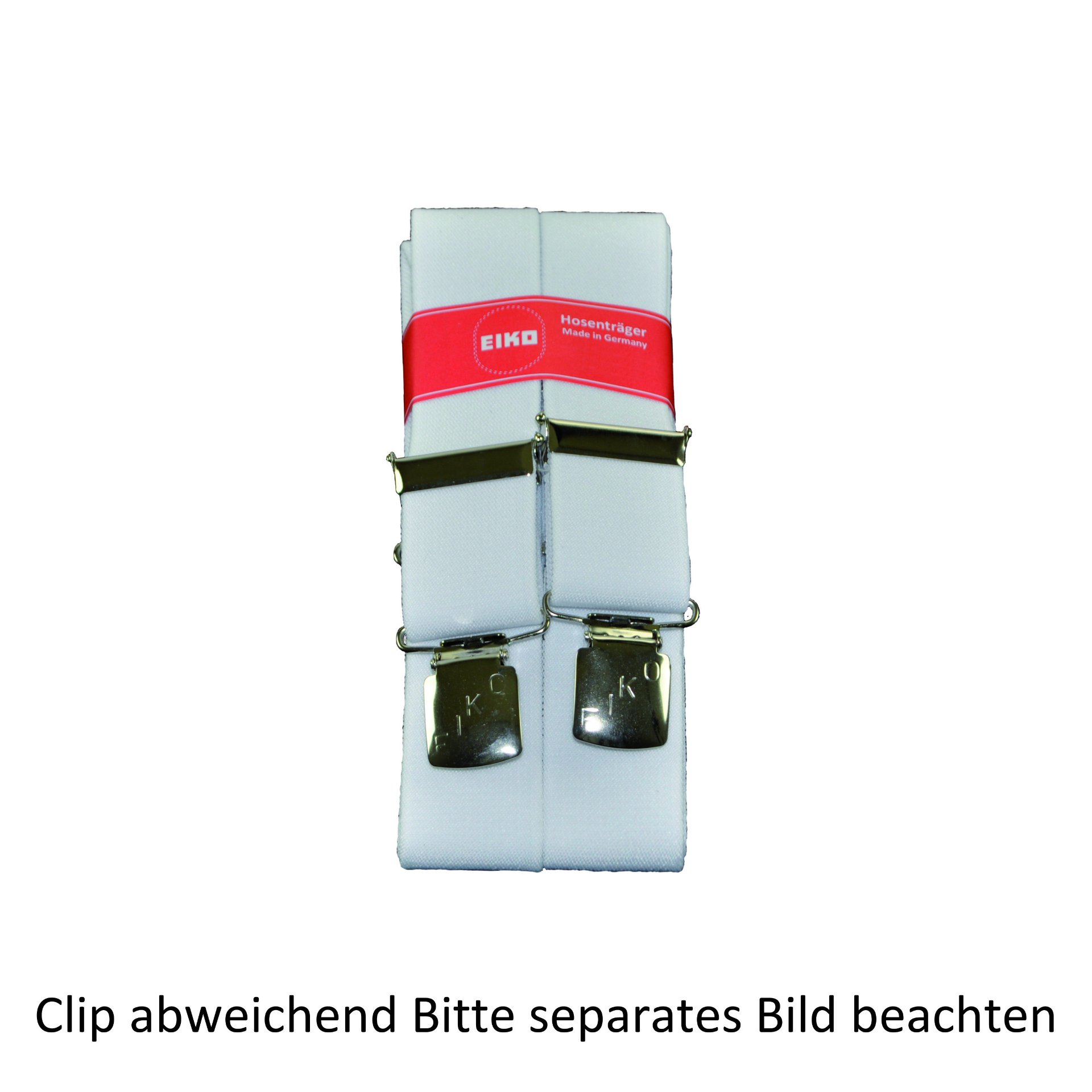 Hosenträger Zacken-Clip uni, 36mm, Metall-Rücken weiß (10) 100cm