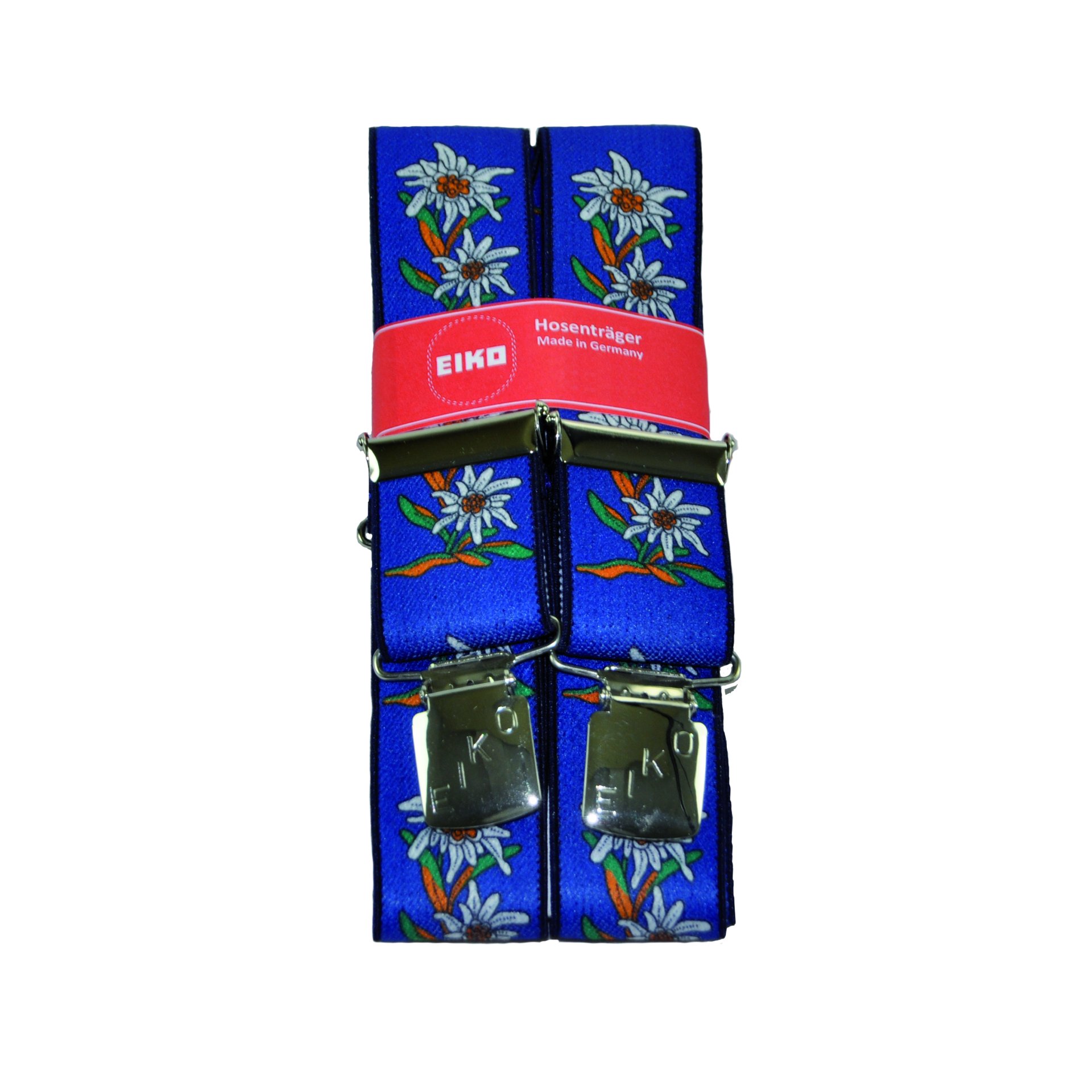 Hosenträger EIKO Clip Edelweiss 36 mm, Leder-Rückenteil kornblau (50) 100cm