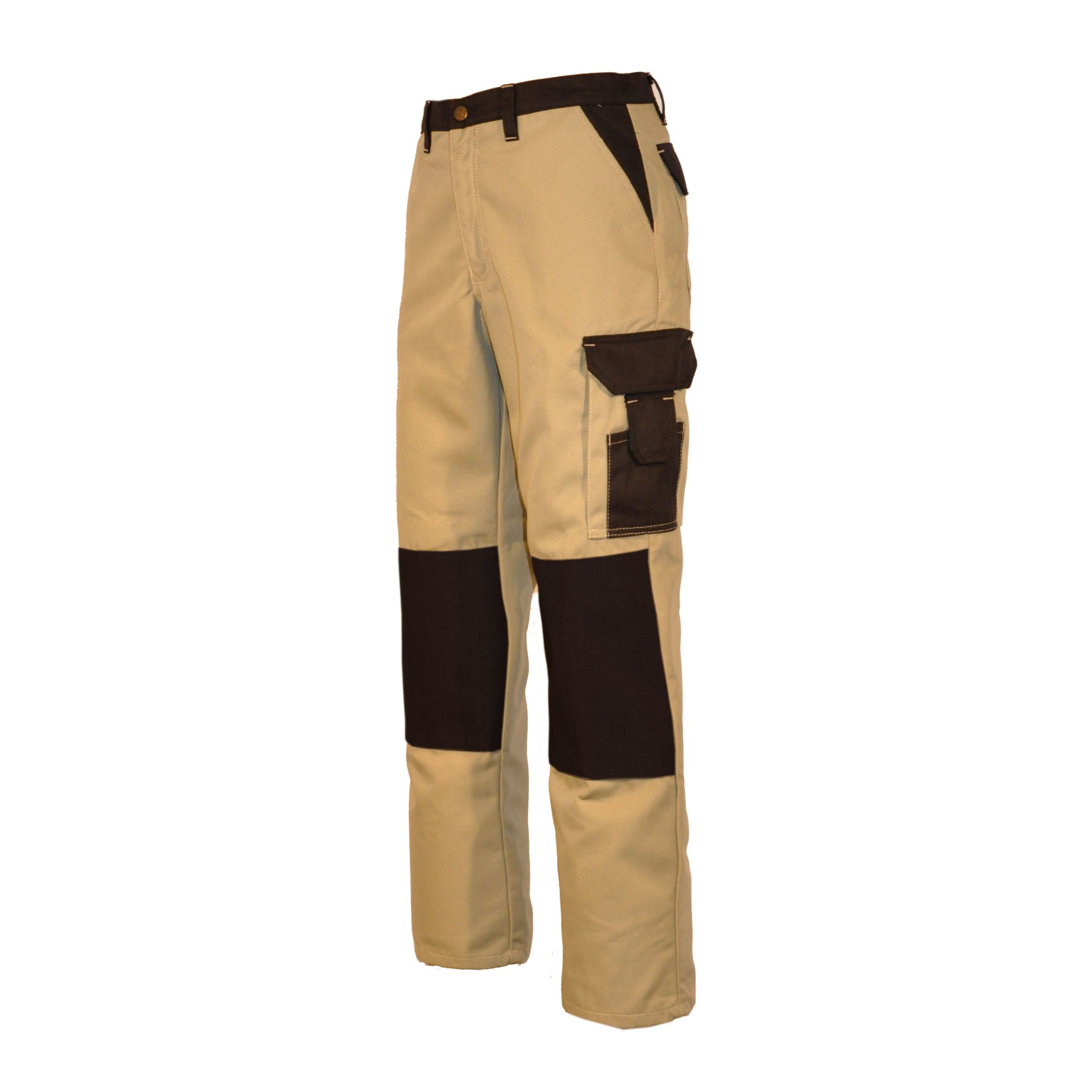 Bundhose, Cordura-Knie - Bundhose - Serie CANVAS POWERLINE - Canvas -   Beige / Schwarz abgesetzt - Größe: 56