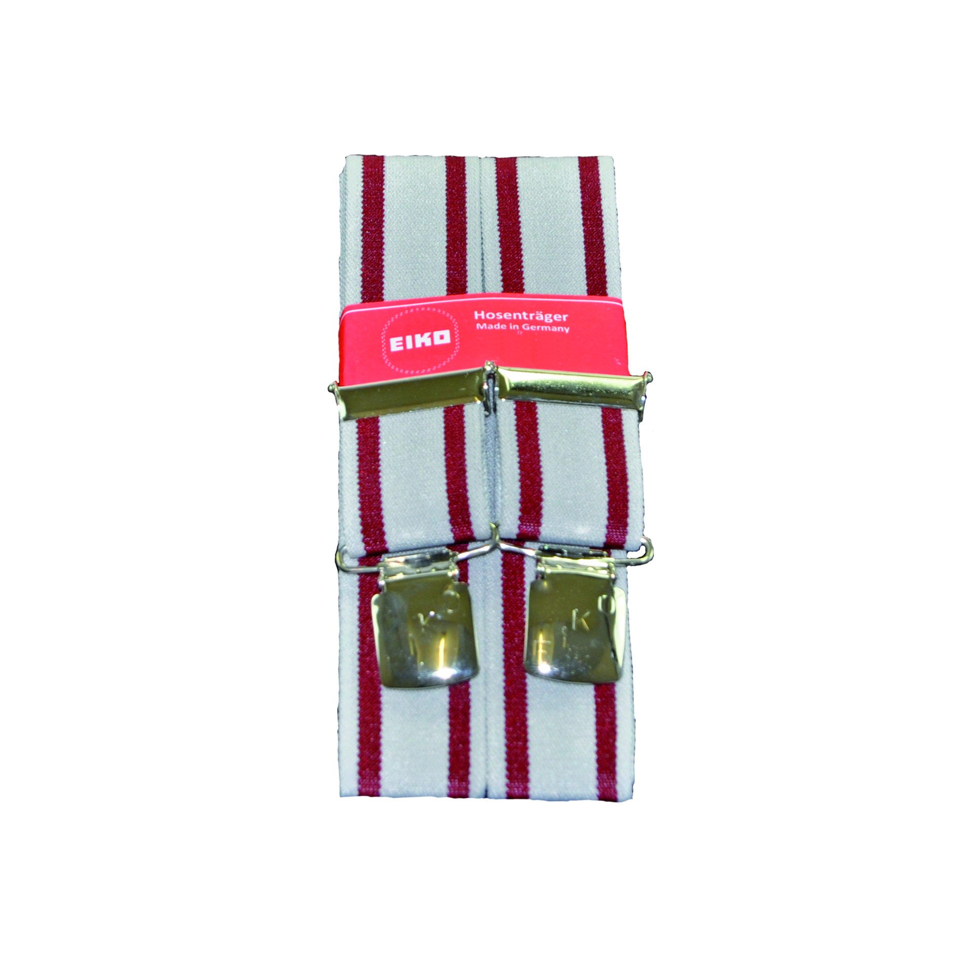 Hosenträger EIKO Clip Herkules-Streifen, 36mm, Leder-Rückenteil rot (80) 110cm