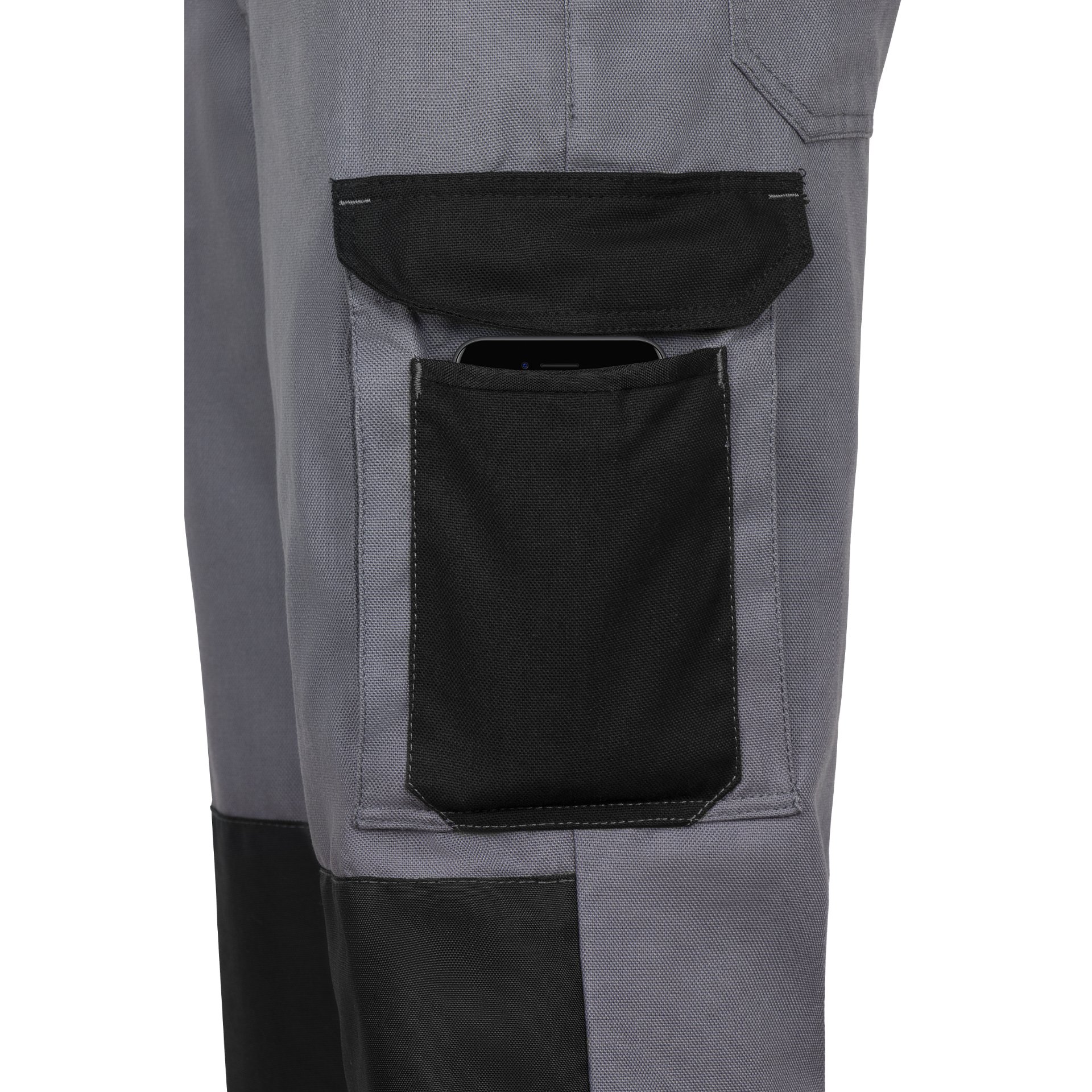 Bundhose, Cordura-Knie - Bundhose - Serie CANVAS POWERLINE - Canvas -   Grau / Schwarz abgesetzt - Größe: 56