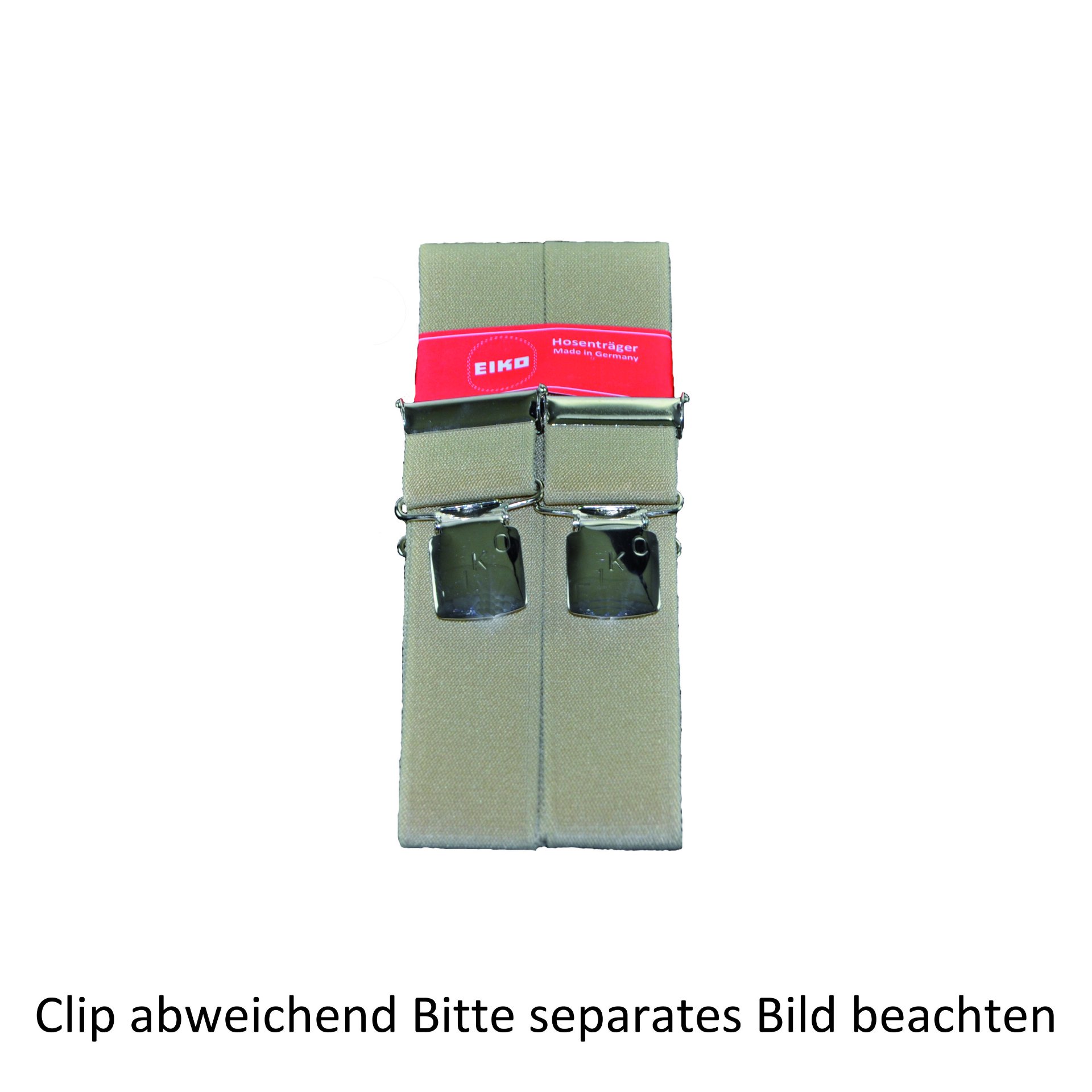Hosenträger Zacken-Clip uni, 36mm, Metall-Rücken beige (30) 100cm